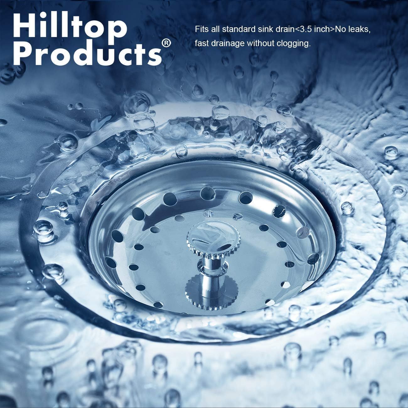 Communicates that the sink drain fits all standard drains under 3.5 inches and provides leak-free, fast drainage without clogging, reassuring shoppers of compatibility and performance. Establishes…