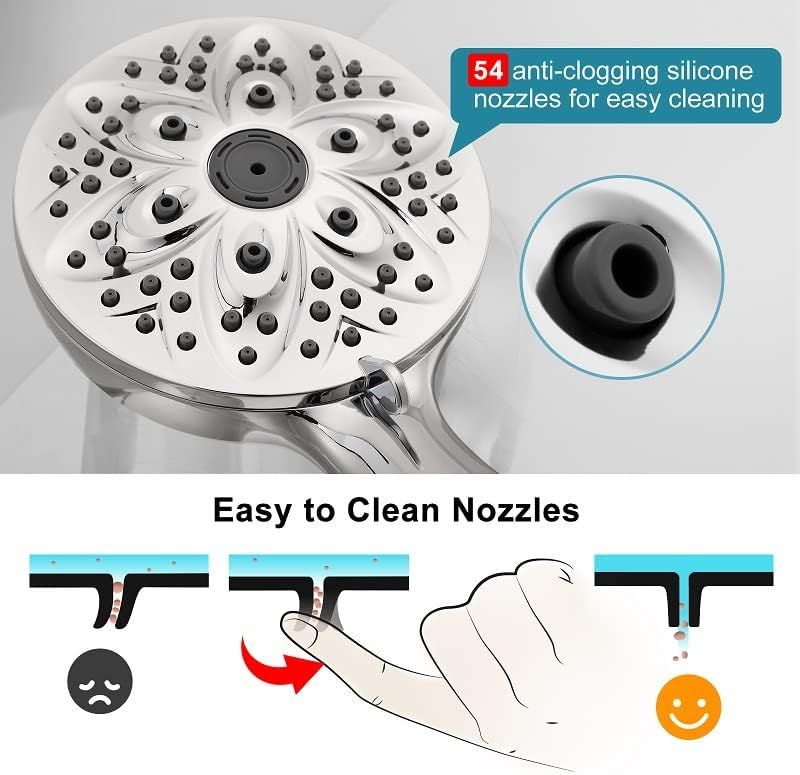 Highlights the physical design of the 54 anti-clogging silicone nozzles and demonstrates how they can be easily cleaned by hand, reassuring shoppers about…