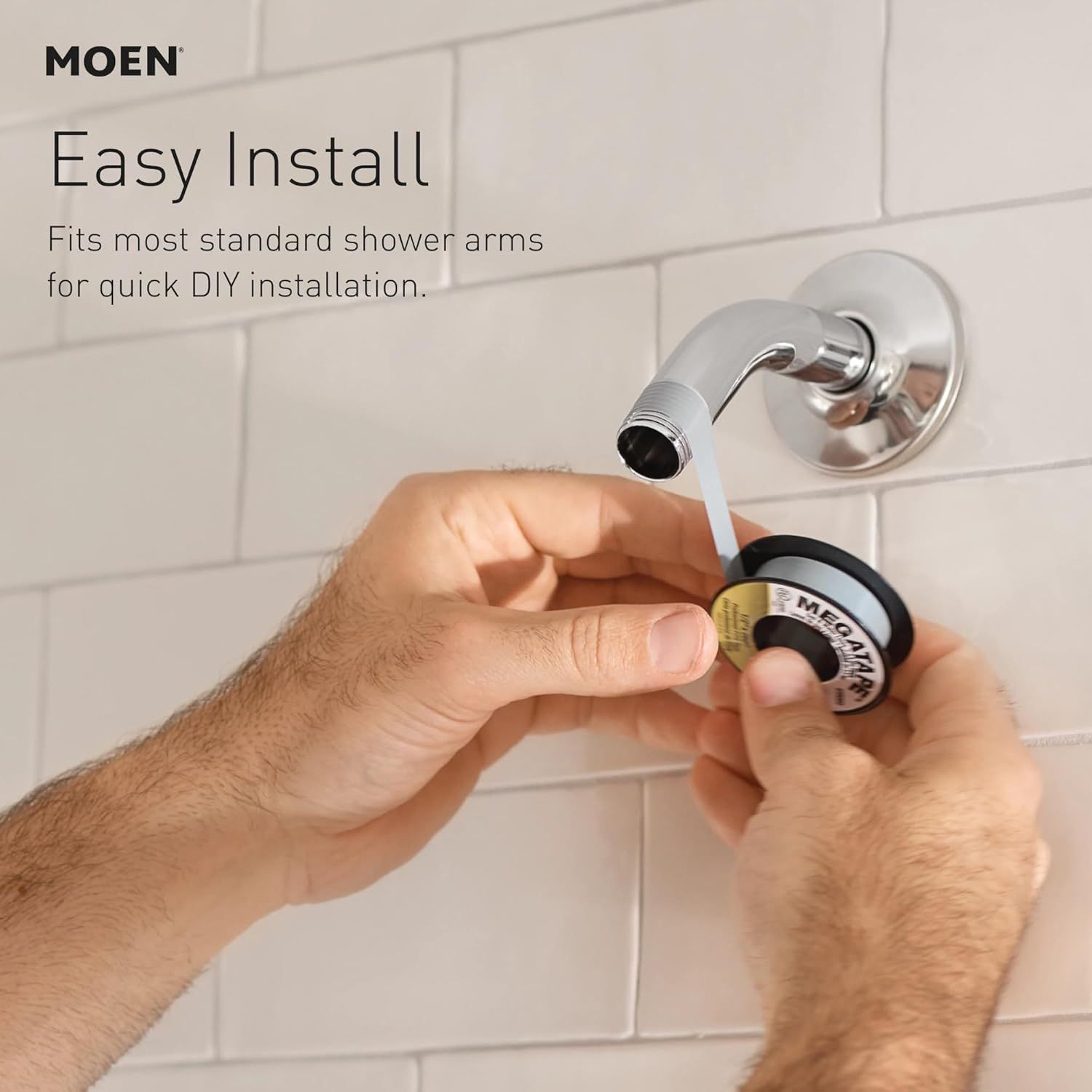 Demonstrates the simple installation process to reassure shoppers that the shower arm can be quickly installed without professional help. Highlights the ease…