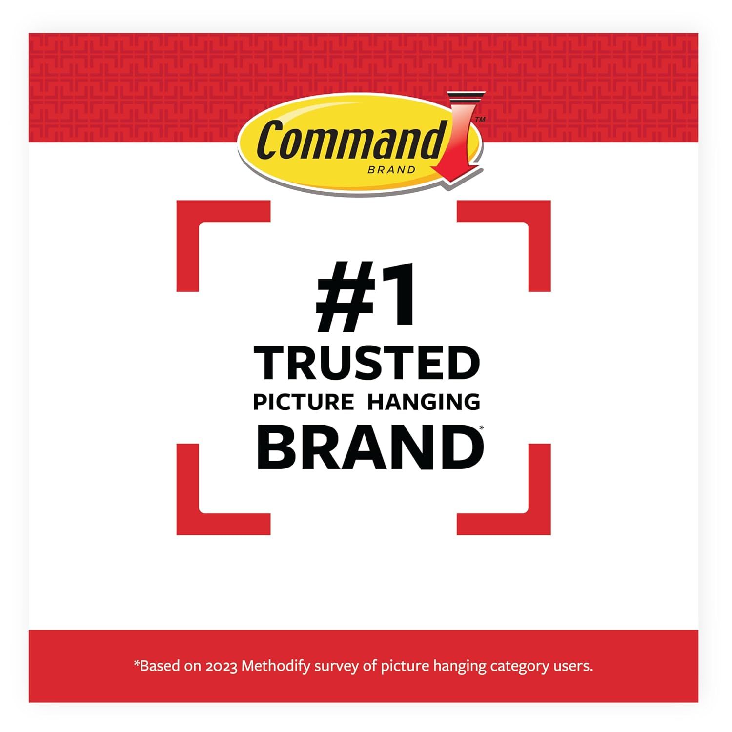 Communicates that Command is the number one trusted brand in the picture hanging category, building credibility and reassuring shoppers through third-party survey validation.
