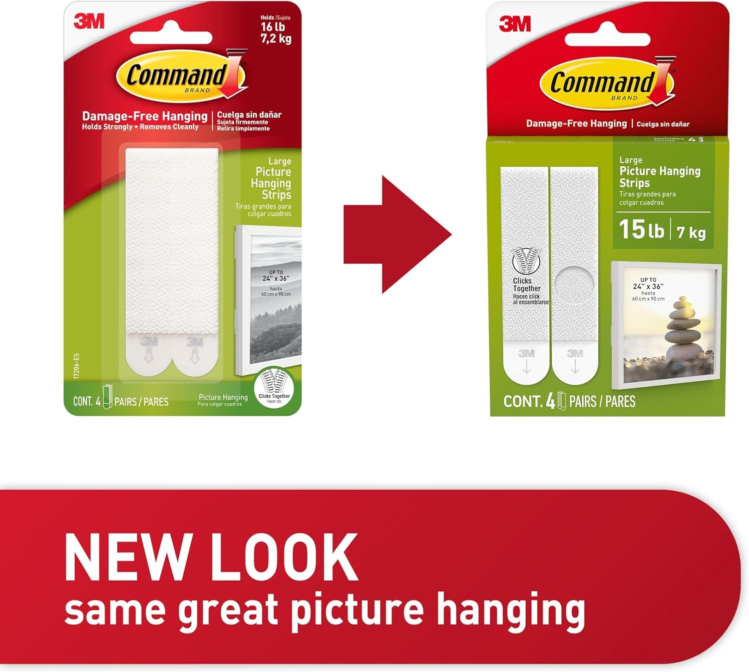Communicates that the product has a new package design while reassuring shoppers that the product quality and functionality remain the same.