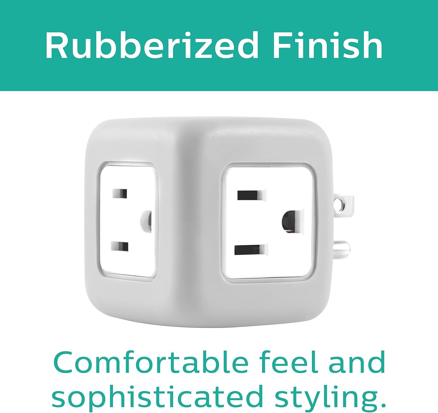 Highlights the product's rubberized finish and premium design to communicate comfort, quality, and aesthetic appeal to shoppers.