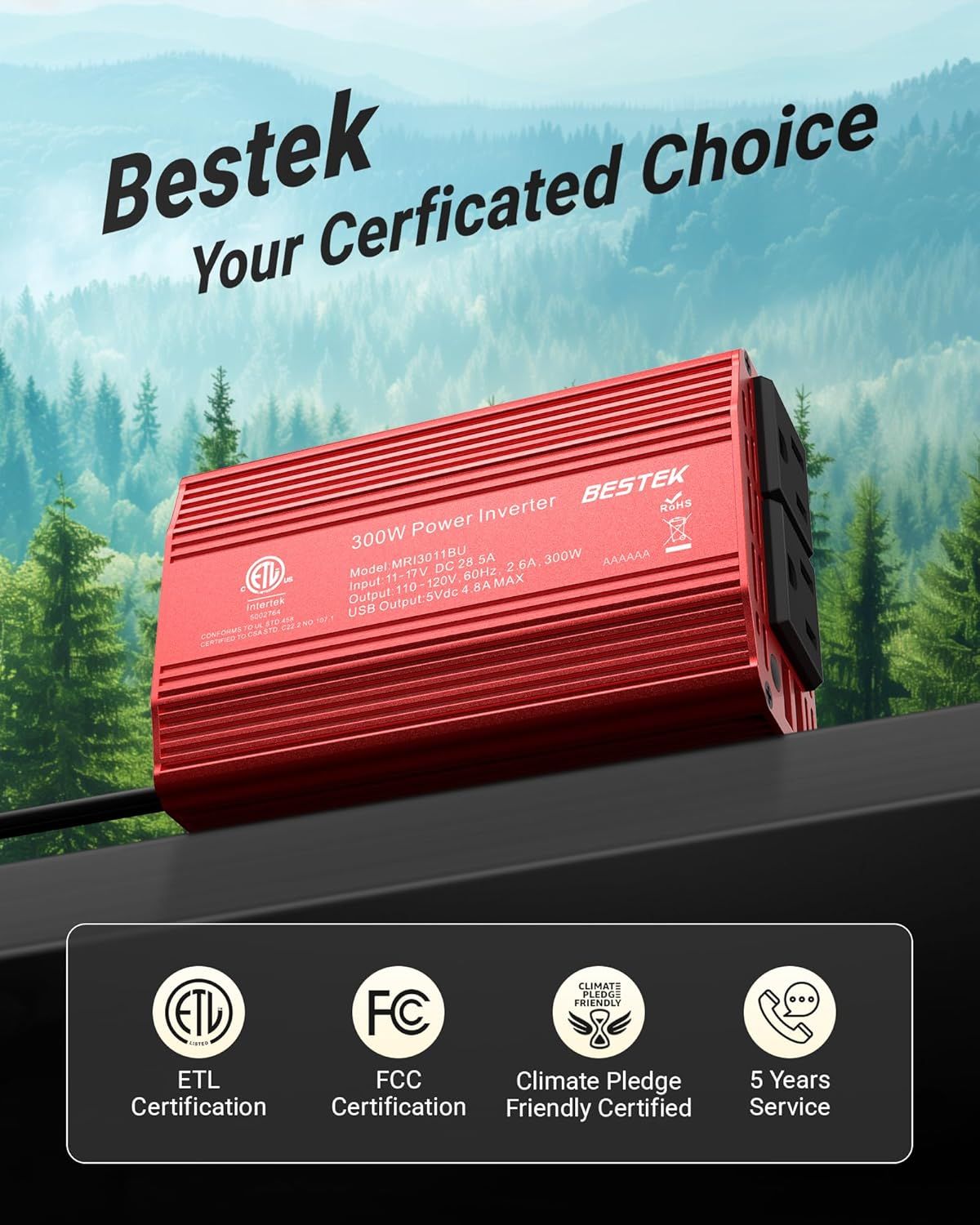 Communicates the product's safety certifications and environmental responsibility to reassure shoppers about quality, compliance, and eco-friendliness. Reinforces brand identity and positions Bestek…
