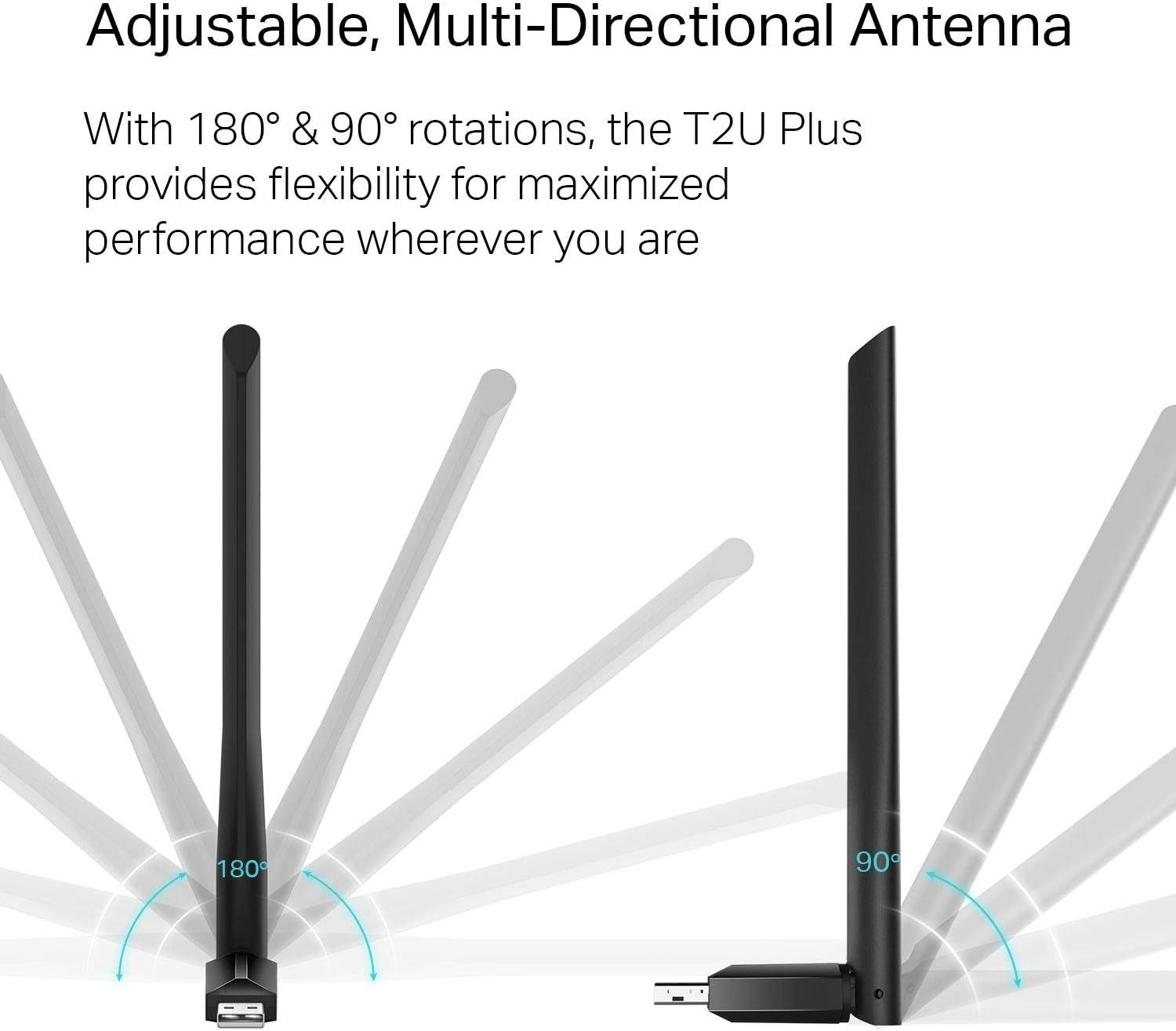 Highlights the antenna's adjustable rotation capability (180° and 90°) to communicate flexibility and optimized performance in any location.