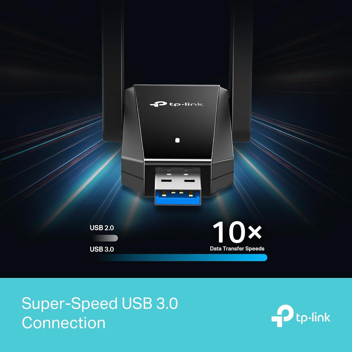 Communicates the performance superiority of USB 3.0 technology, showing it delivers 10 times faster data transfer speeds compared to USB 2.0 to reassure…