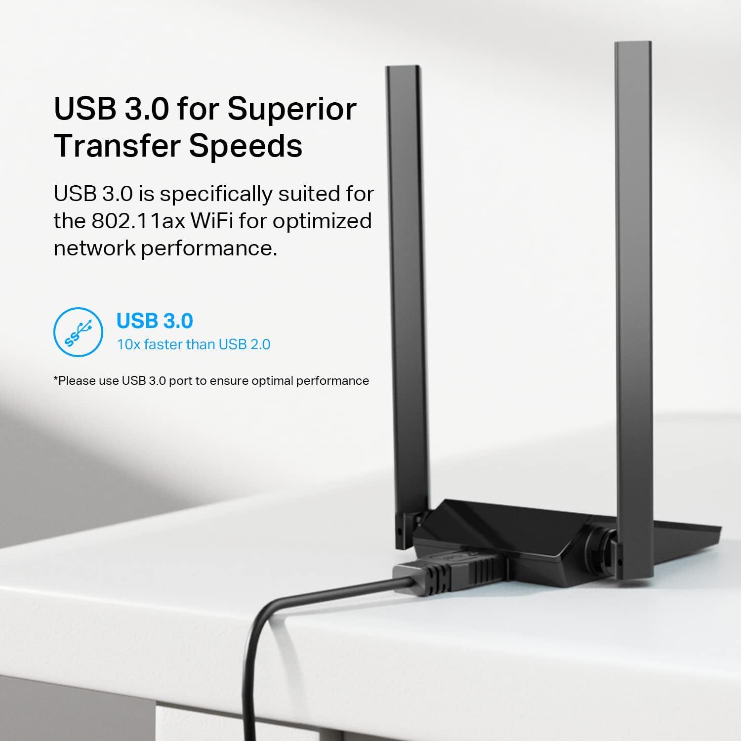 Communicates the superior transfer speed of USB 3.0 technology, emphasizing it is 10x faster than USB 2.0 to reassure shoppers of optimized network…