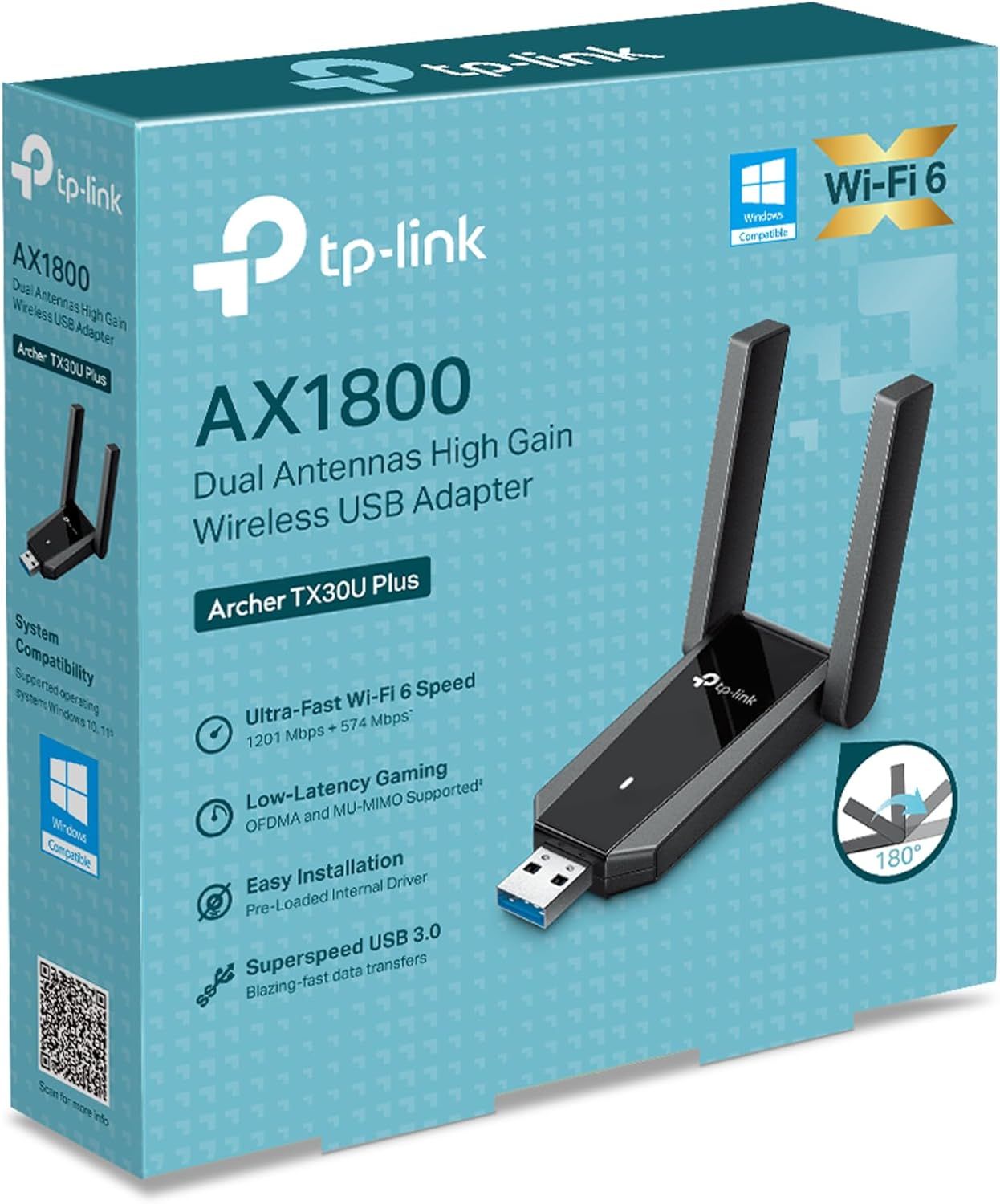 Communicates multiple key selling benefits of the wireless USB adapter in a segmented layout with icons, highlighting speed, gaming performance, ease of setup, and fast data transfers to help…
