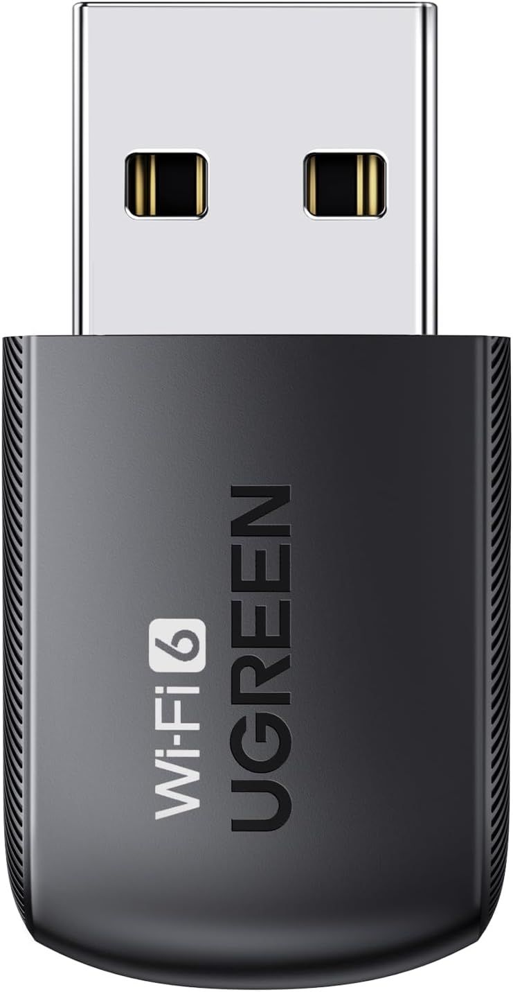 Provides a clean, catalog-style view of the USB WiFi adapter showing its physical design and branding without distractions.