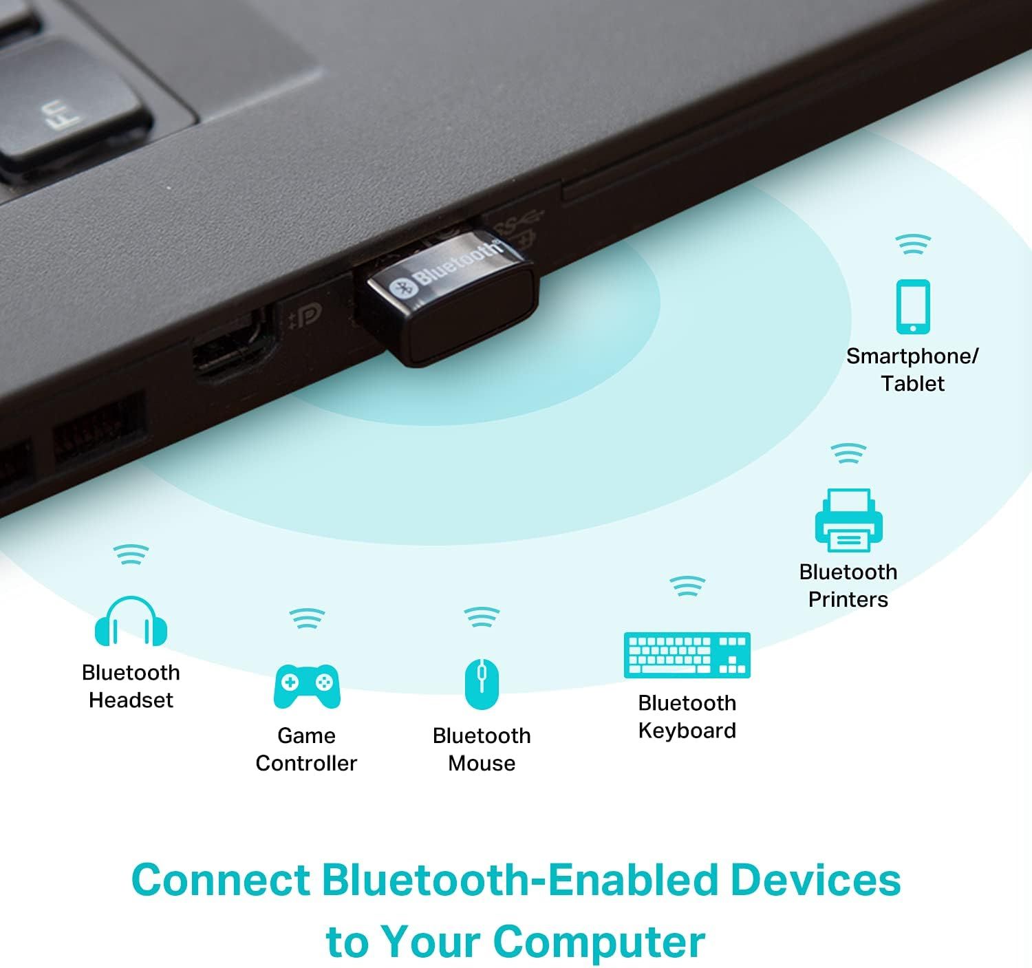 Demonstrates the multiple types of Bluetooth-enabled devices that can connect to the computer via the Bluetooth adapter, showing versatility and broad…