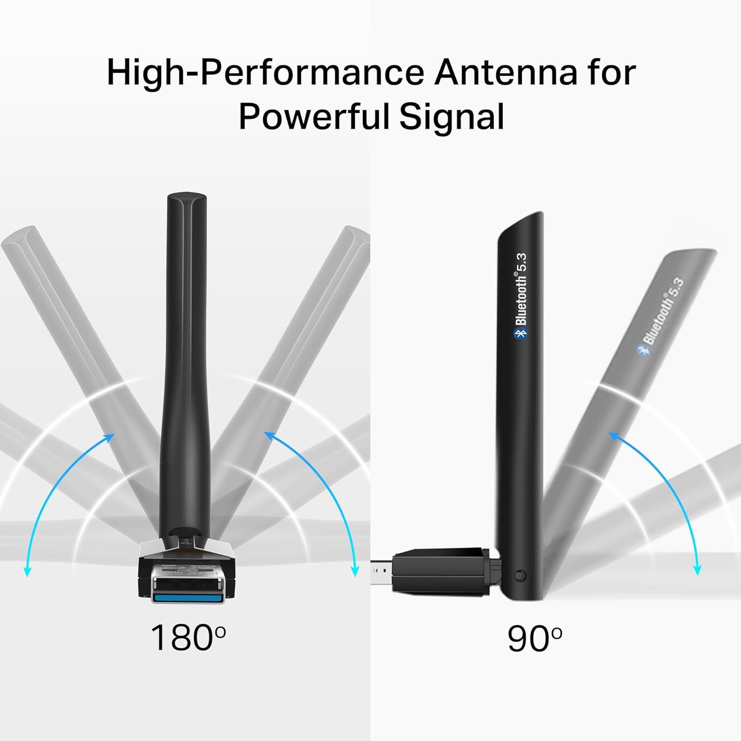 Demonstrates the antenna's flexible positioning capability to optimize signal reception, reassuring shoppers that they can adjust it for best performance.