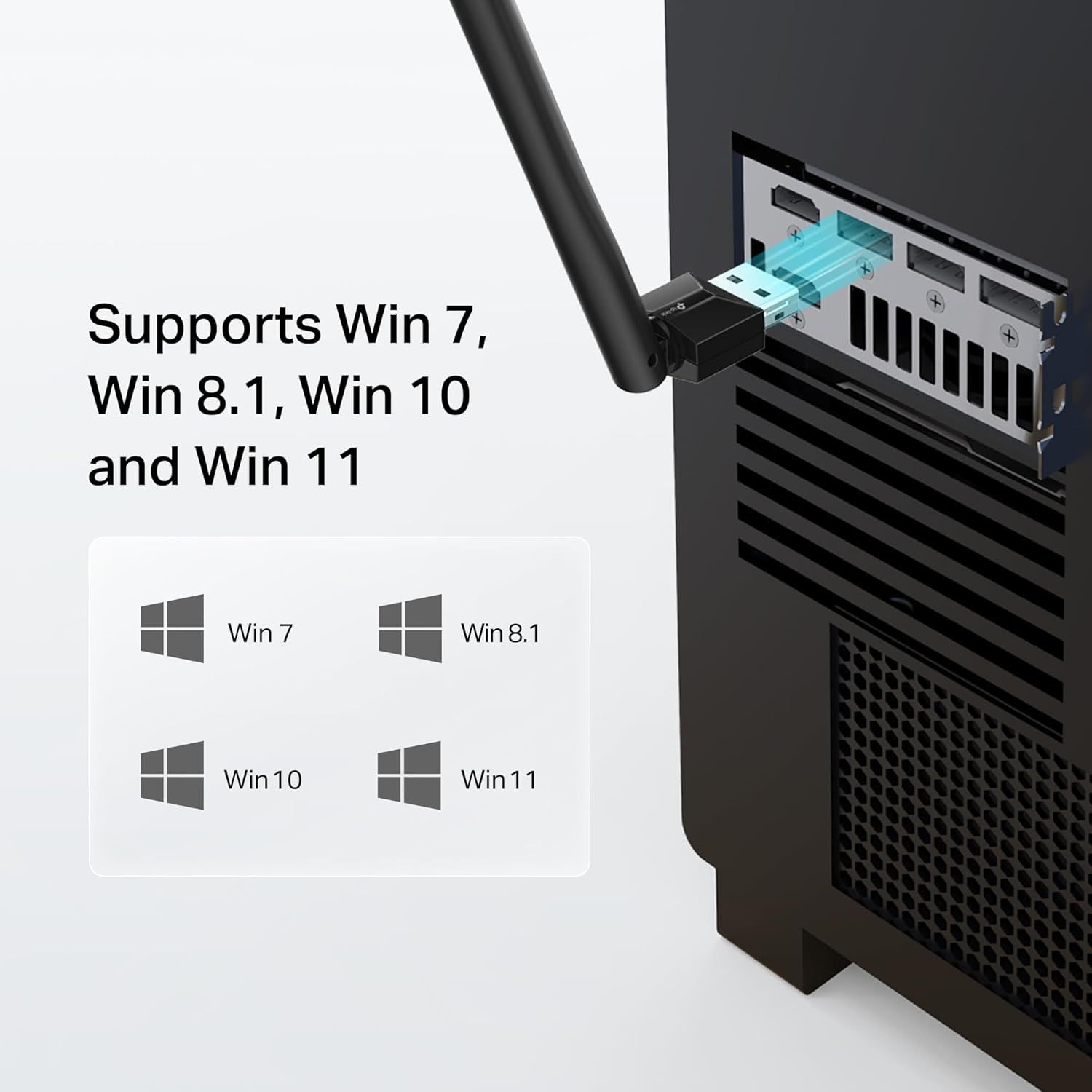 Reassures shoppers that the product is compatible with multiple Windows operating systems (Win 7, 8.1, 10, and 11), reducing purchase hesitation about system requirements. Demonstrates the product…