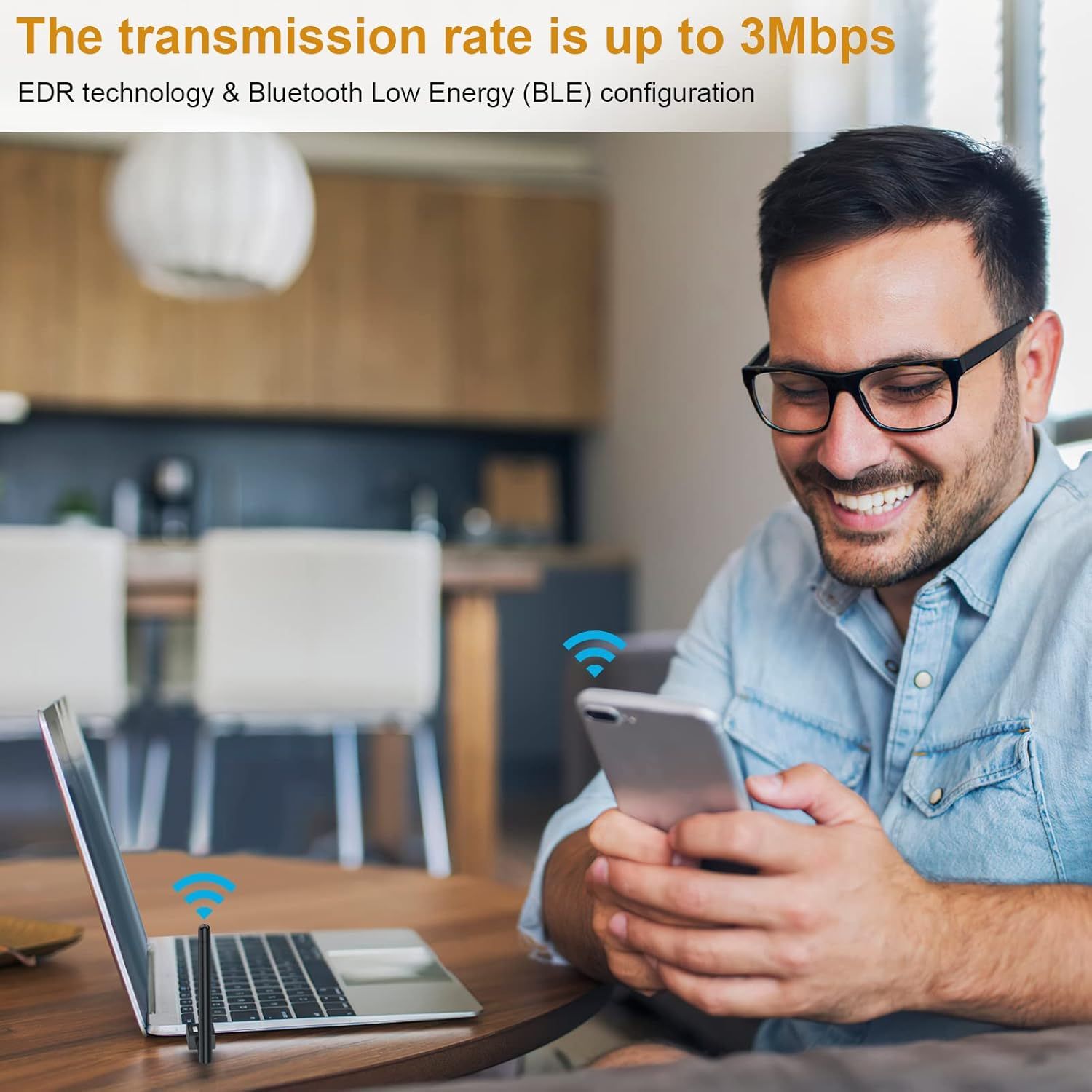 Communicates the fast transmission speed capability of the product to reassure shoppers about performance and connectivity efficiency. Highlights the…