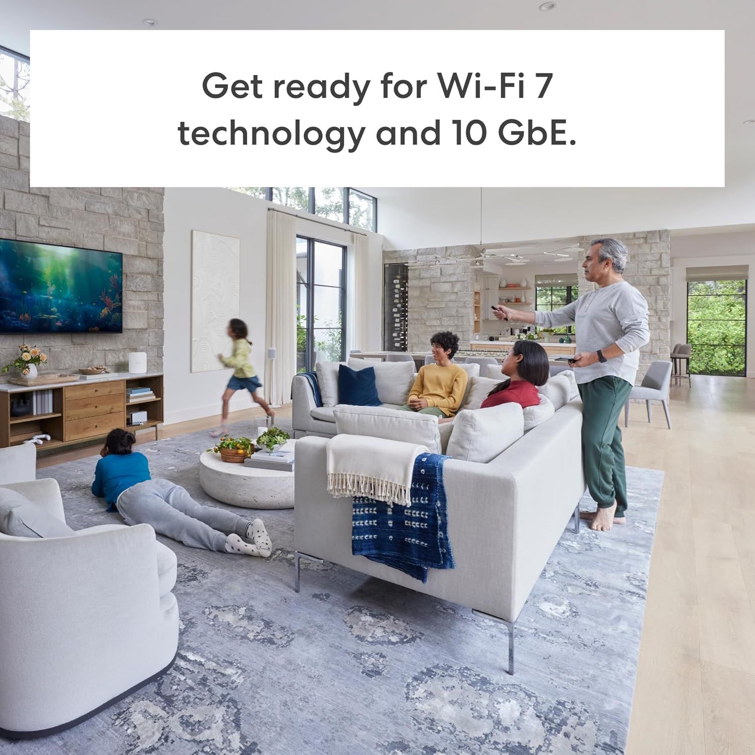Communicates the product's advanced Wi-Fi 7 technology and 10 GbE speed capability to reassure shoppers they're getting cutting-edge connectivity for their…