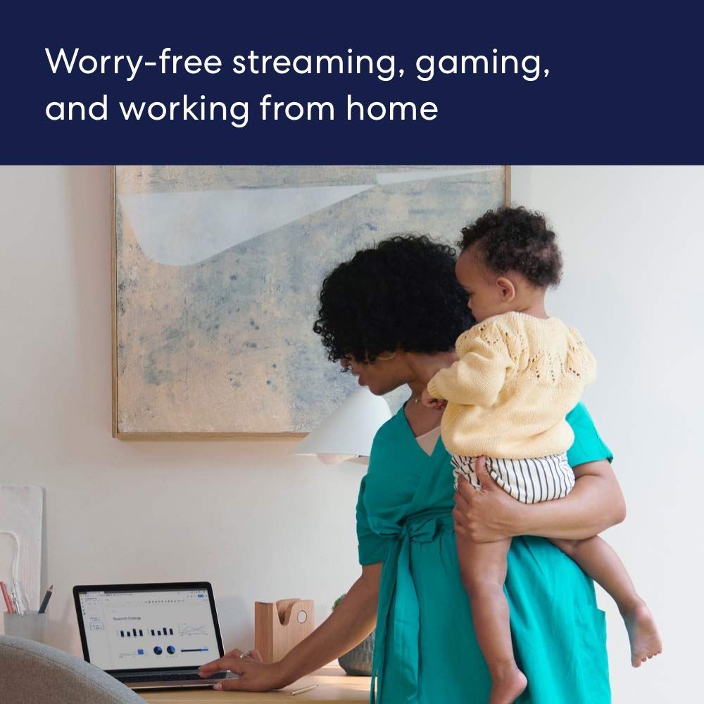 Demonstrates the product's versatility by showing it supports multiple activities (streaming, gaming, and working from home), reassuring shoppers that it handles diverse connectivity needs in a home…