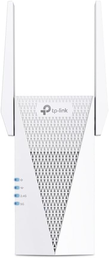 Displays the TP-Link WiFi extender in a clean, catalog-style format to show the physical product design, antennas, and branding without distractions.