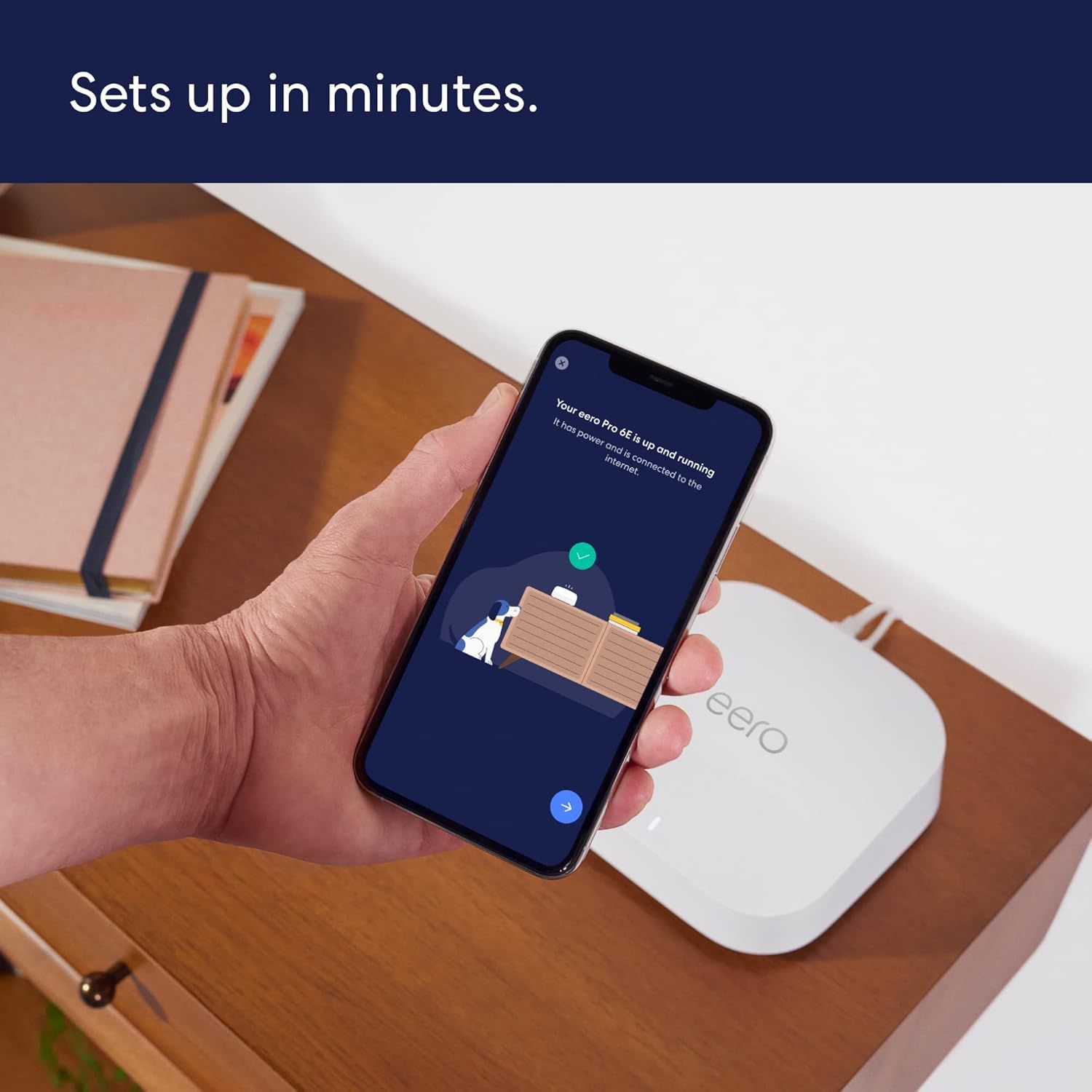 Demonstrates that the product can be set up quickly and easily in minutes using a simple mobile app interface, reassuring shoppers that installation is hassle-free. Highlights the ease and speed of…