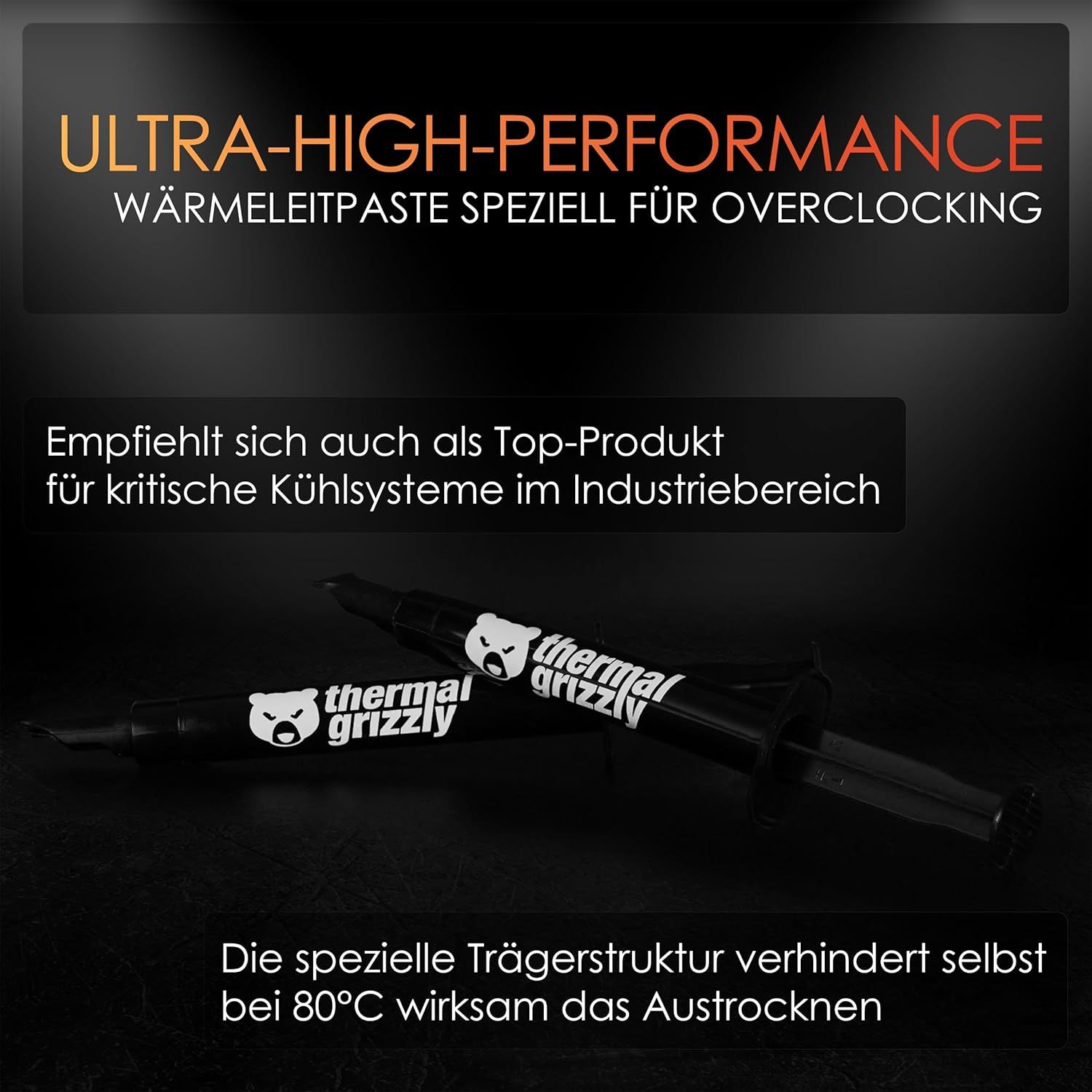 Communicates multiple distinct benefits of the thermal paste: its ultra-high performance for overclocking, suitability for critical industrial cooling…