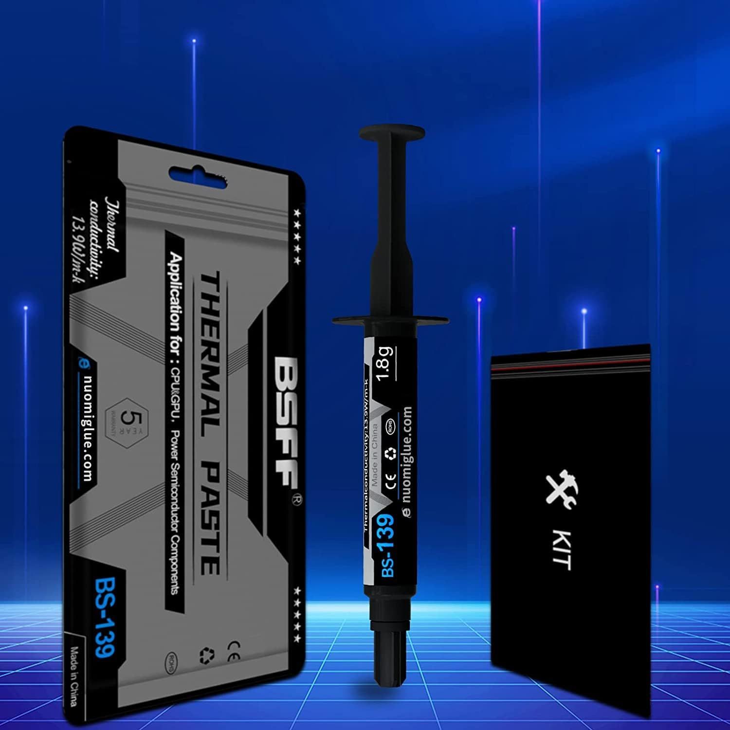 Shows the customer everything included in the package: thermal paste in packaging, applicator syringe, and installation kit, reassuring them they have all…