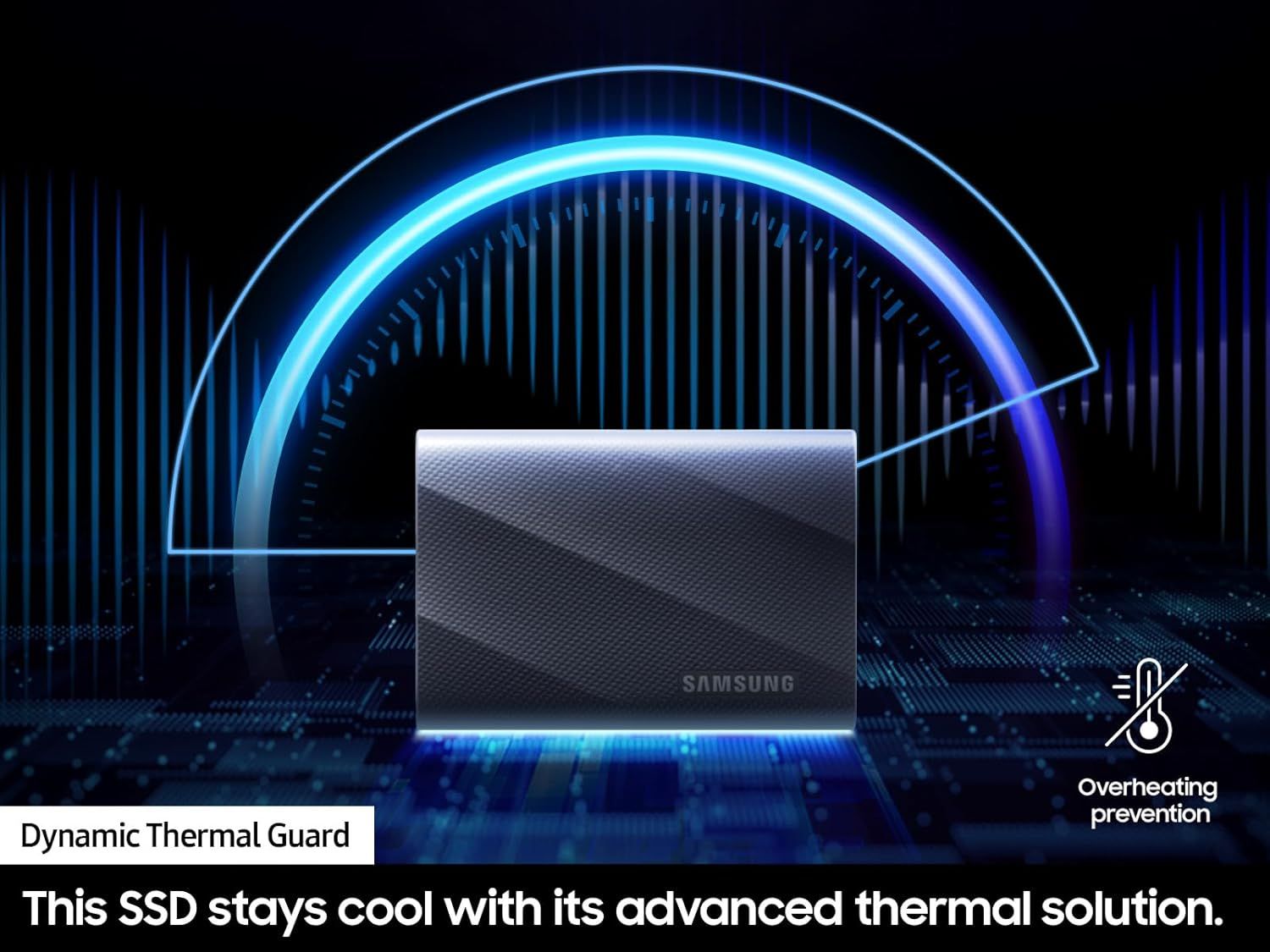 Communicates that the SSD has advanced thermal management technology to prevent overheating, reassuring shoppers about reliability and performance.