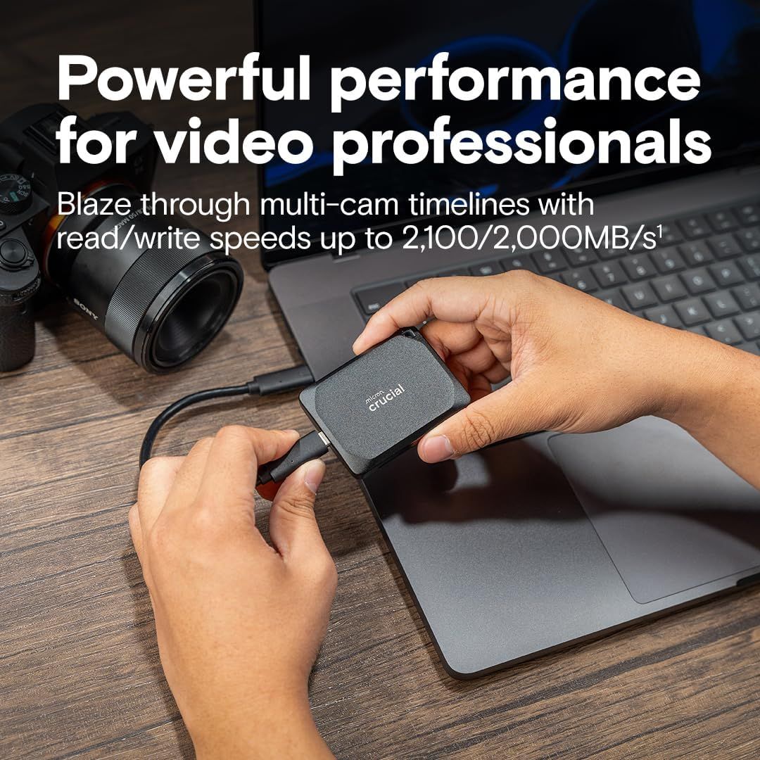 Communicates the product's exceptional data transfer speeds to reassure video professionals that it can handle demanding multi-cam workflows efficiently. Positions the product as a high-performance…