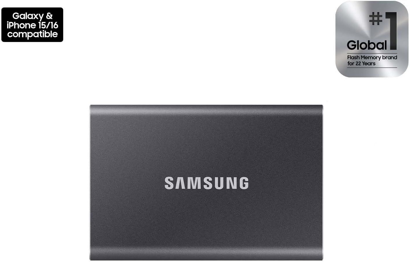 Communicates that the Samsung product is compatible with both Galaxy and iPhone 15/16 devices, reassuring shoppers about cross-platform functionality. Establishes brand credibility by highlighting…