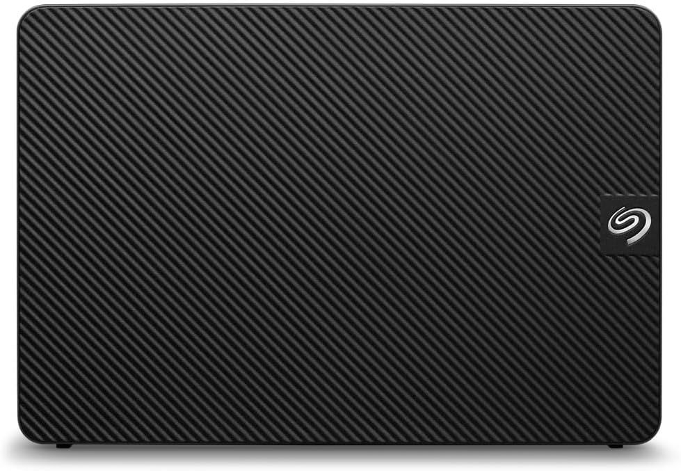Provides a clean, catalog-style view of the external hard drive showing its textured design and brand logo without distractions.