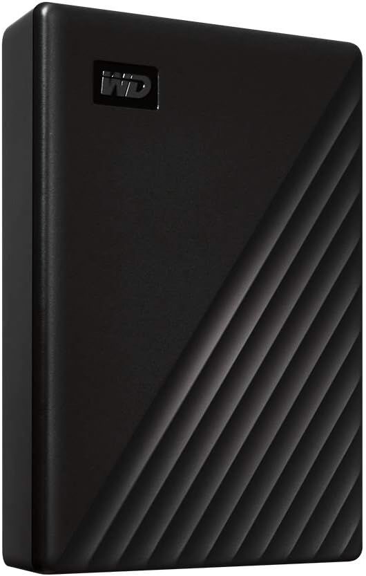 Provides a clean, catalog-style view of the external hard drive to show its physical appearance and design without distractions.