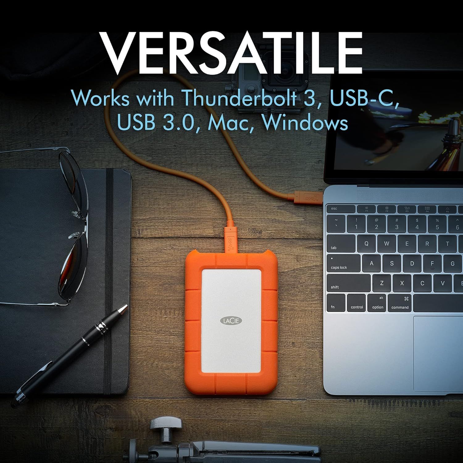 Demonstrates the product's versatility by showing it works with multiple connection types and operating systems, reassuring shoppers about broad compatibility.