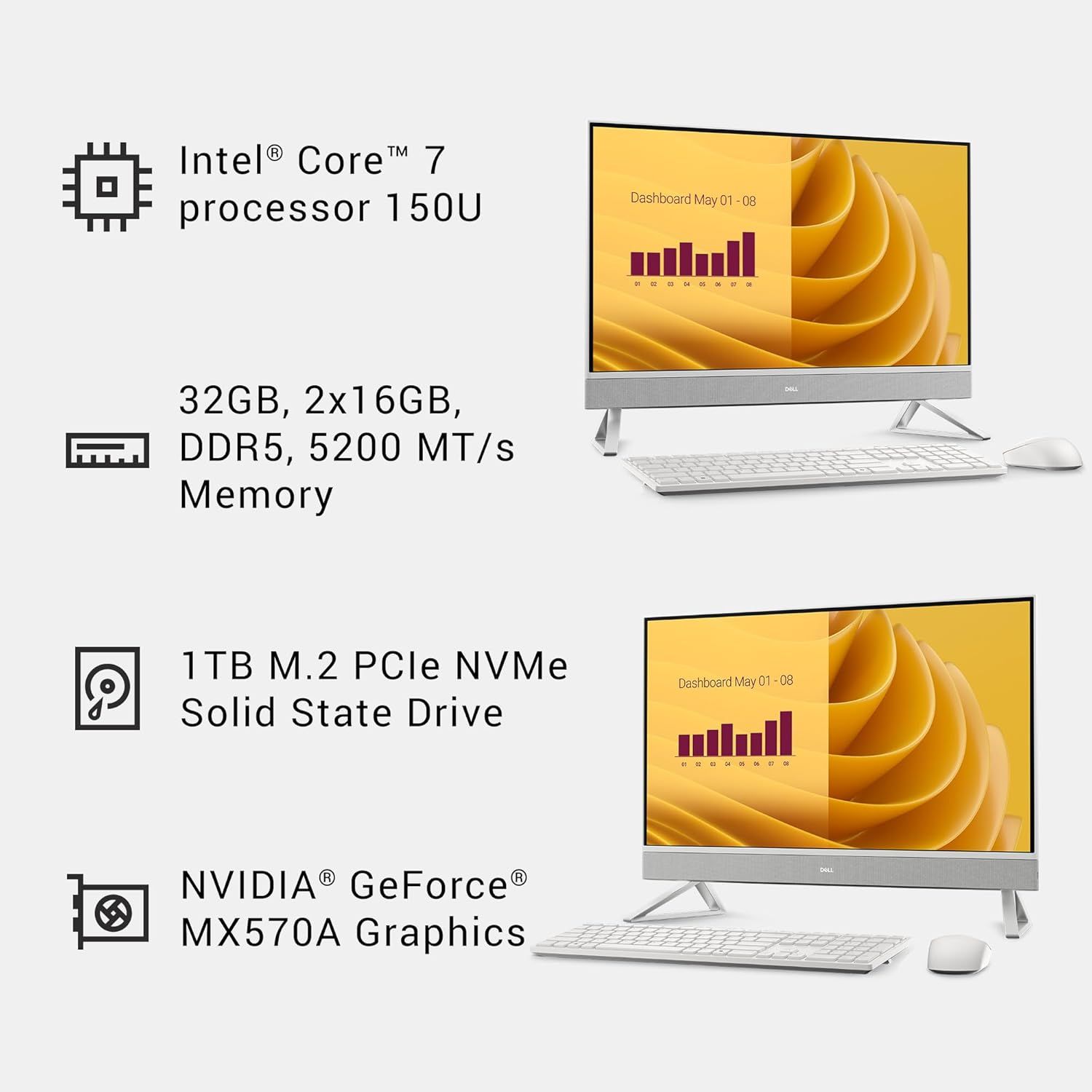 Communicates the computer's key technical specifications across processor, memory, storage, and graphics to help shoppers understand the performance capabilities and hardware configuration.