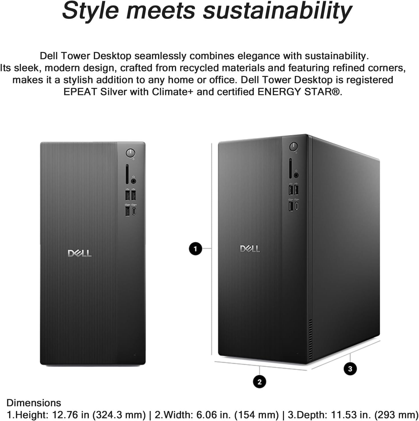 Communicates the product's environmental responsibility through recycled materials and multiple eco-certifications to appeal to sustainability-conscious shoppers. Provides exact dimensional…