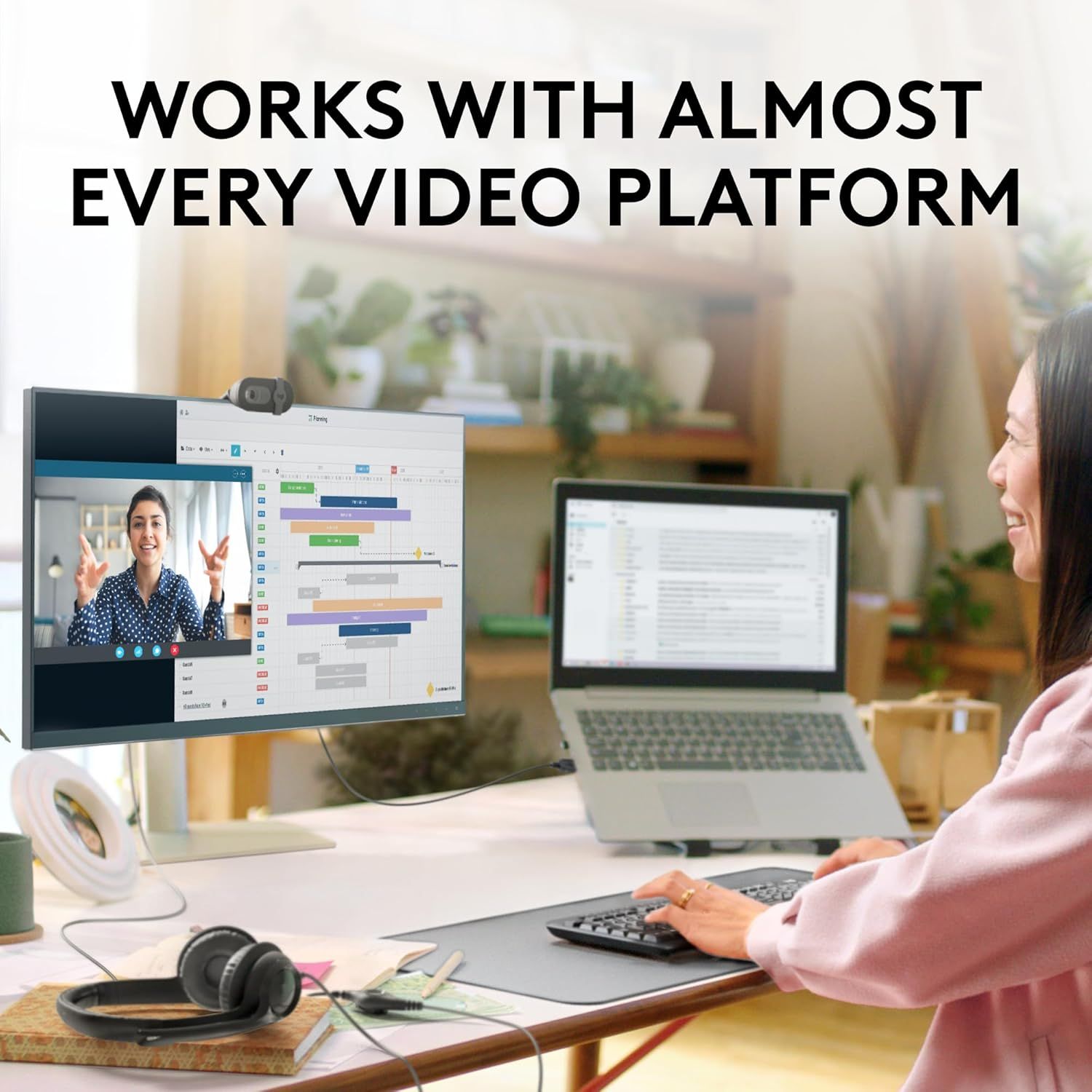 Reassures shoppers that the webcam is compatible with almost every video conferencing platform, removing any concerns about software limitations. Communicates the key benefit of broad compatibility…