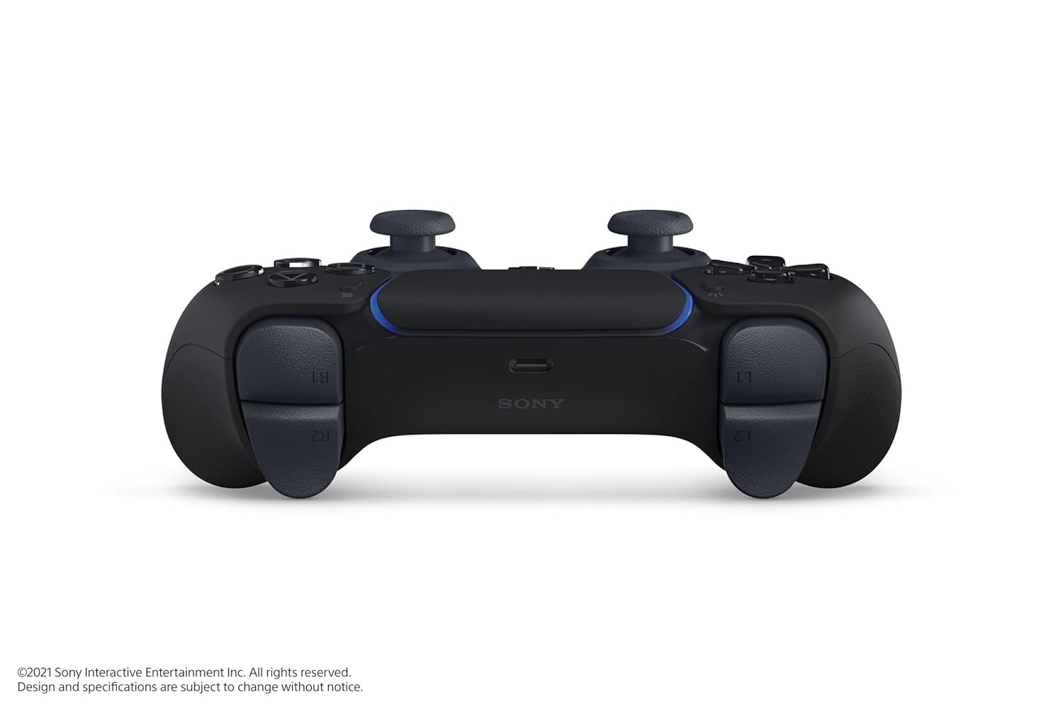Provides a clean, catalog-style view of the gaming controller from the back angle, allowing shoppers to see the product design, button layout, and Sony branding without distractions.