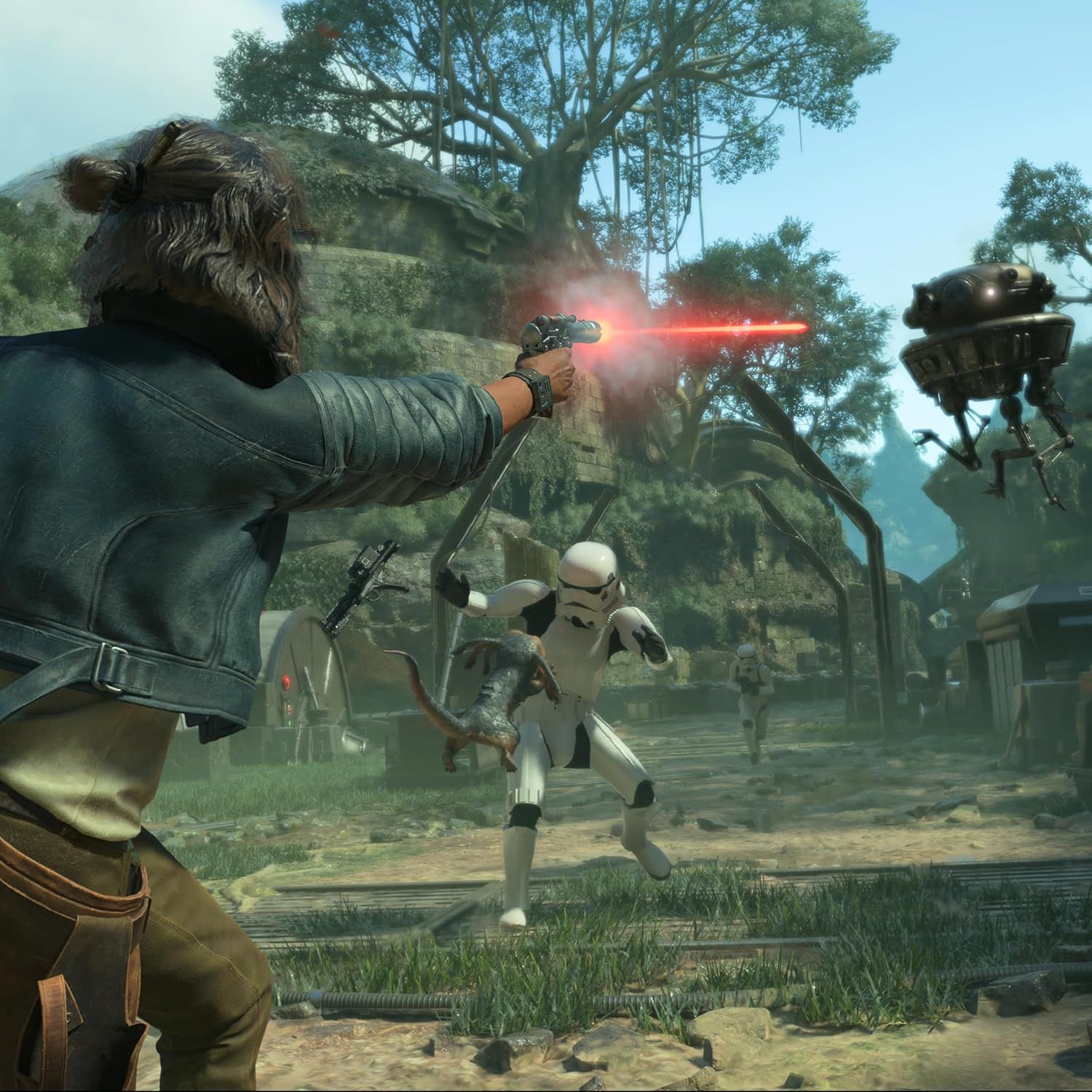 Shows the product (video game) in use with an immersive action scene to demonstrate gameplay experience and visual quality.