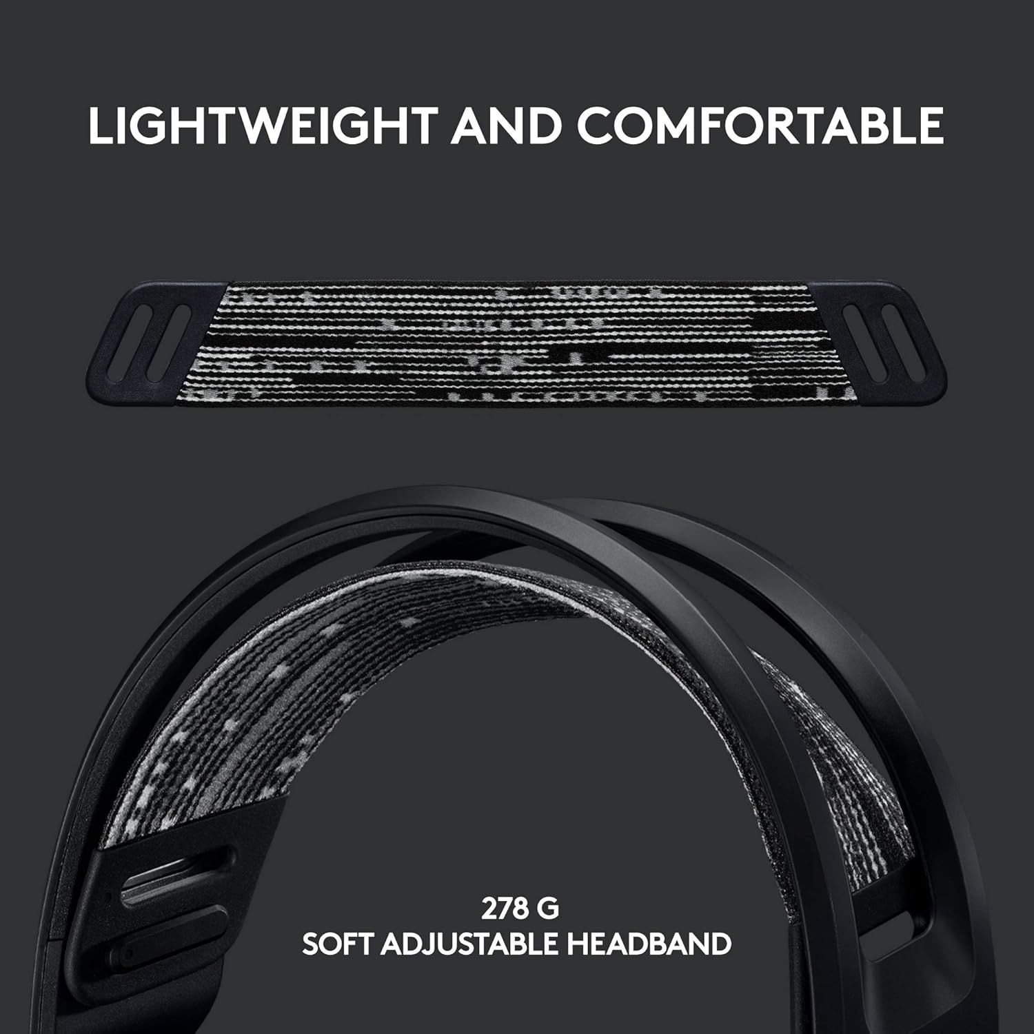 Communicates the product's lightweight design with a specific weight measurement to reassure shoppers that the headband is comfortable and won't cause strain during extended wear. Highlights the…