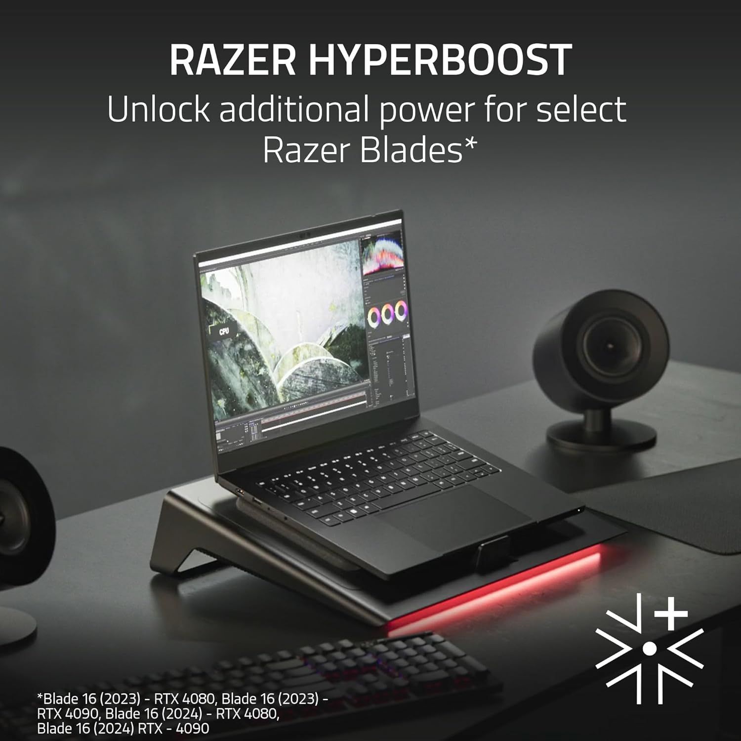 Communicates that Razer Hyperboost unlocks additional power for select Razer Blade laptops, reassuring shoppers about enhanced performance capabilities.