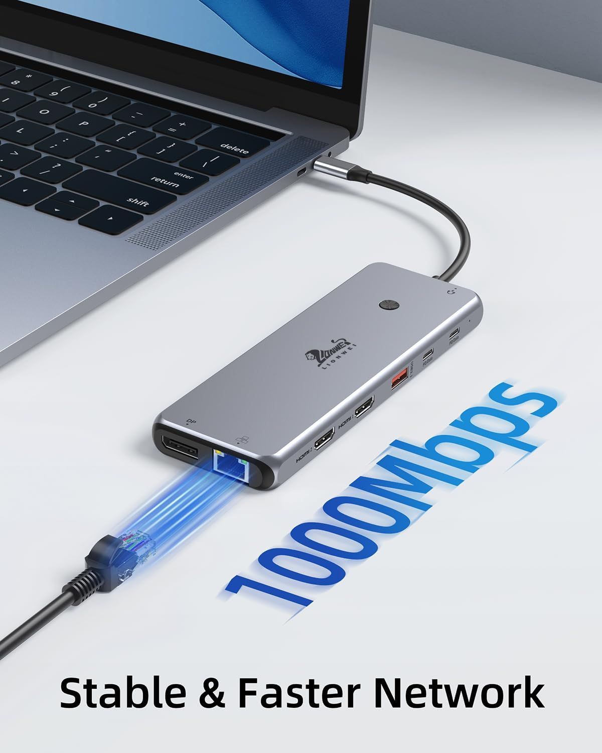 Communicates the high-speed network performance capability of the USB hub to reassure shoppers that it delivers fast and stable connectivity. Highlights the product's ability to provide a stable and…