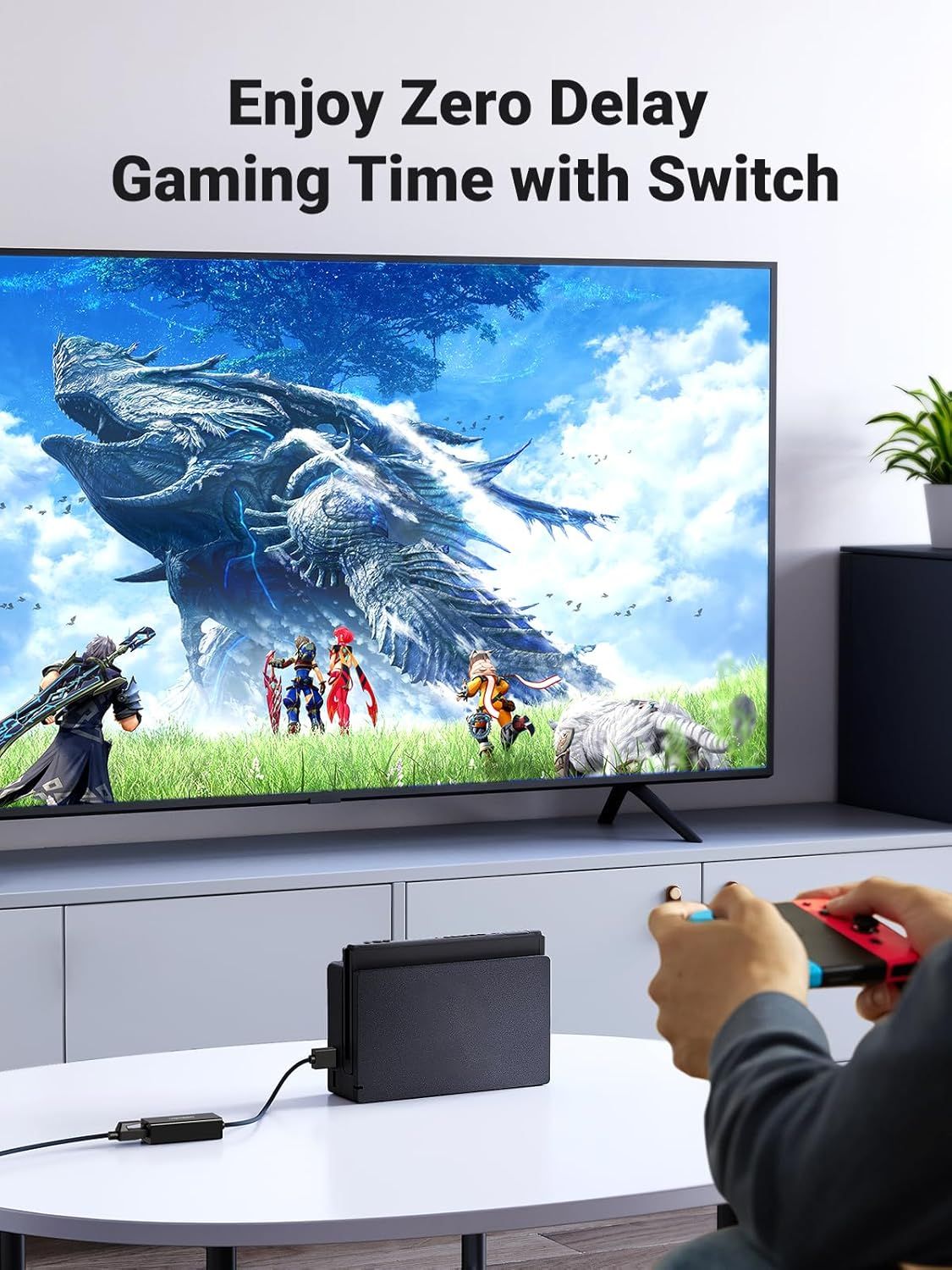 Communicates that the product enables lag-free, responsive gaming experience specifically for Nintendo Switch users, reassuring gamers that they won't experience input delay during gameplay.