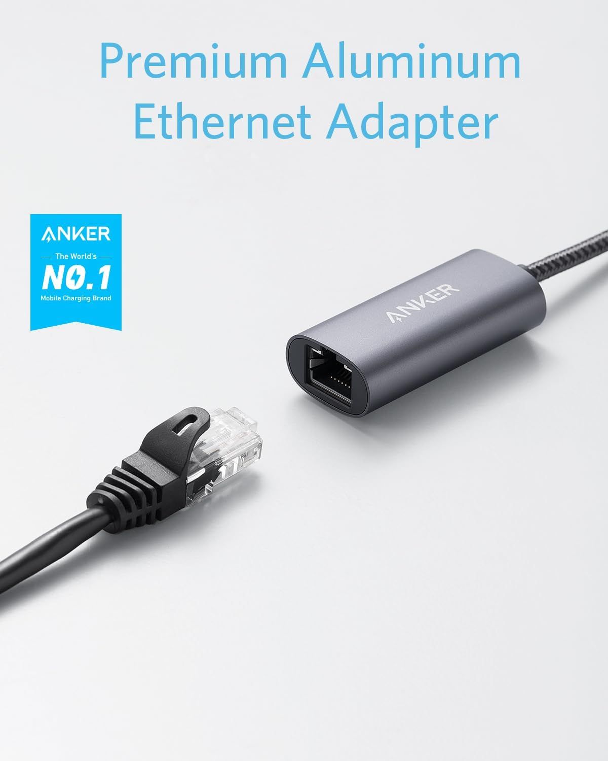 Highlights the premium aluminum material of the ethernet adapter to communicate quality and durability to shoppers. Reinforces Anker's brand authority and market leadership to build trust and…