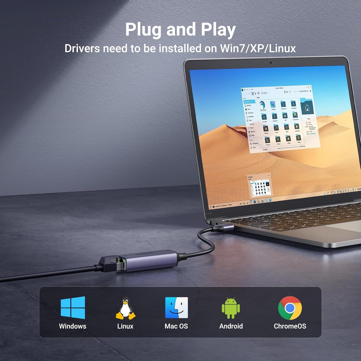 Demonstrates that the product is compatible with multiple operating systems (Windows, Linux, Mac OS, Android, ChromeOS), reassuring shoppers of its versatility across different devices and platforms.