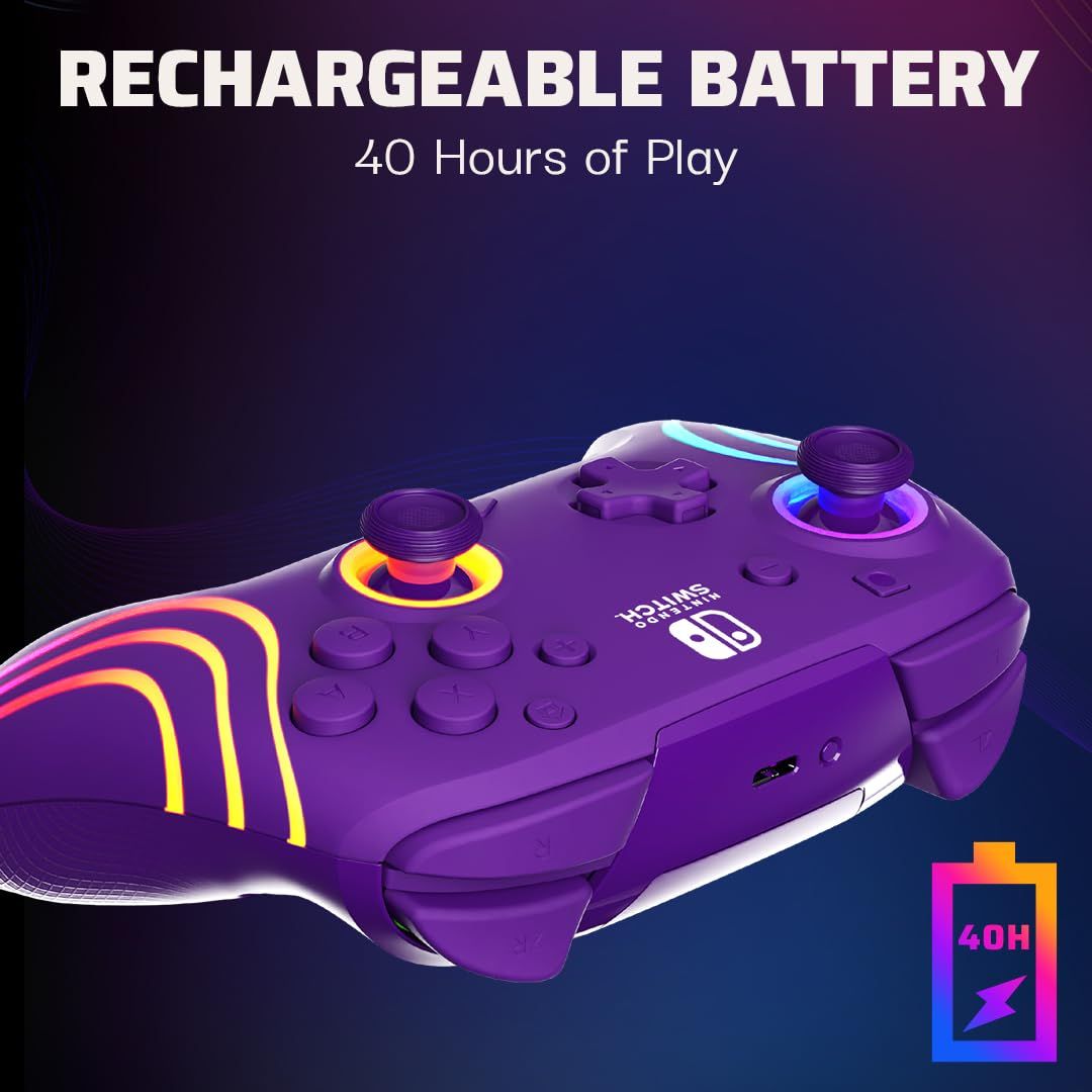 Communicates the impressive battery performance of the gaming controller, reassuring shoppers they can enjoy extended gaming sessions without frequent recharging. Highlights the rechargeable battery…