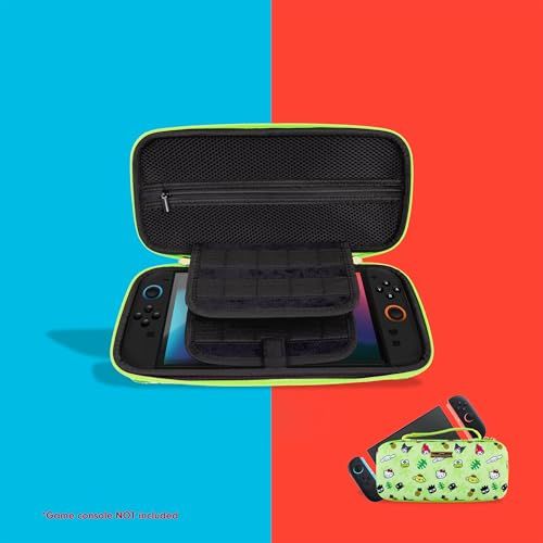 Shows what's included with the product and how the case organizes and protects the gaming device and accessories, reassuring shoppers about storage and…