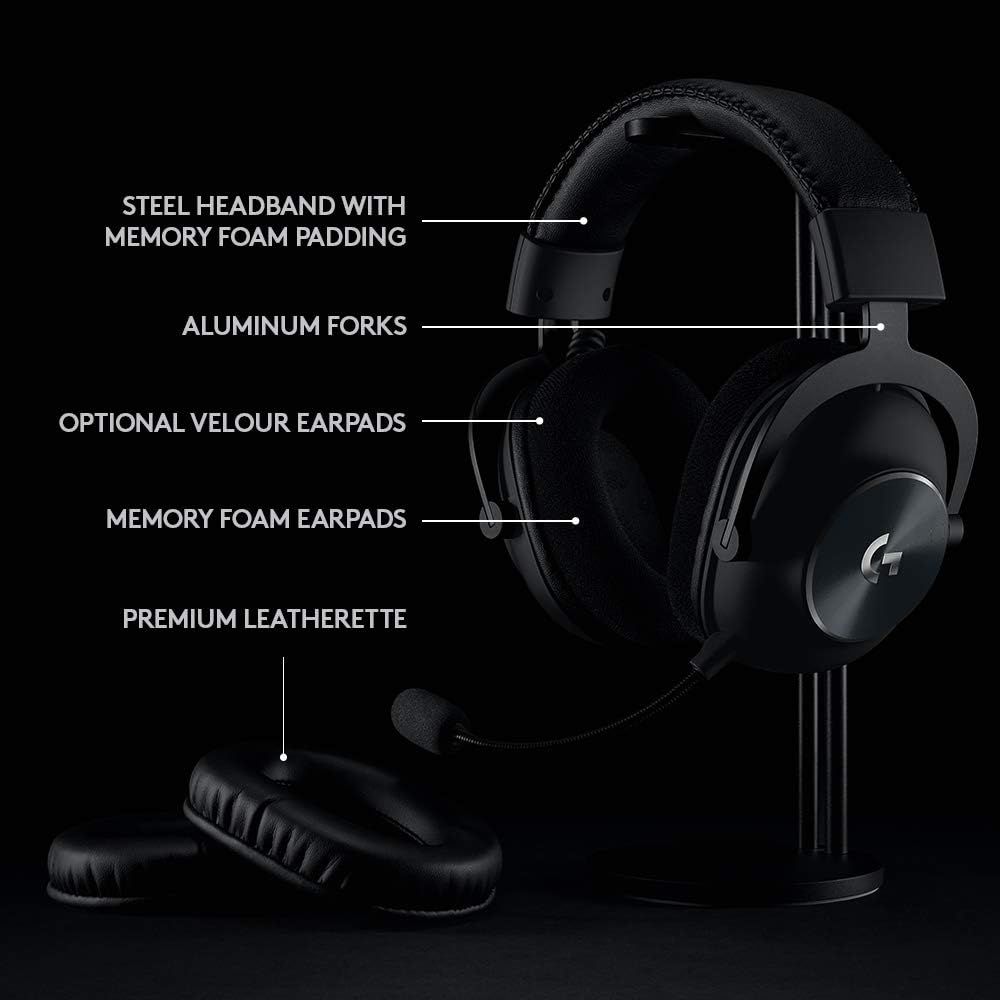 Breaks down the physical components and materials of the gaming headset to educate shoppers on build quality and premium construction. Highlights multiple distinct material and construction benefits…