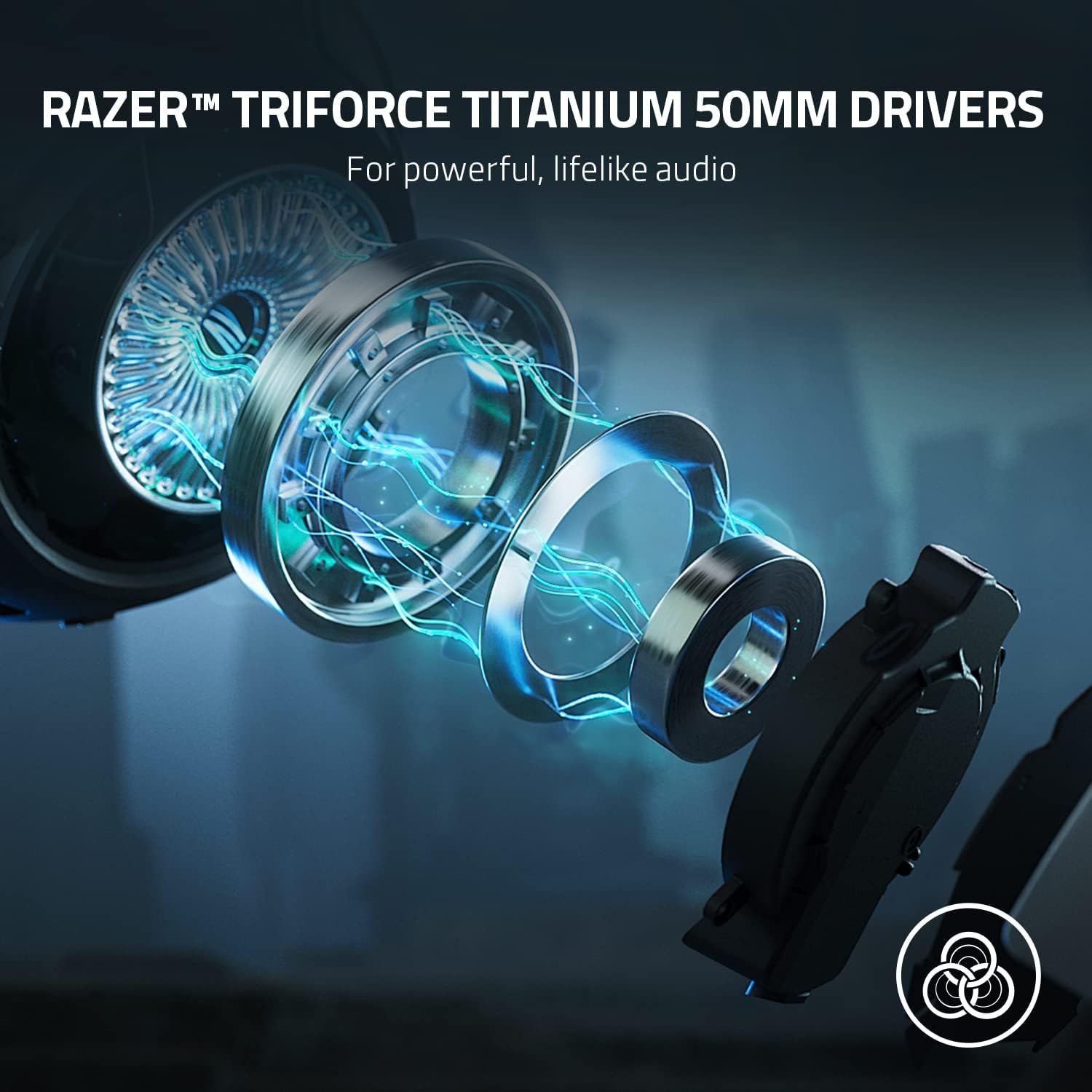 This image breaks down the internal structure of the headphone's audio drivers to showcase the premium titanium components and engineering quality, reassuring shoppers of the product's superior…