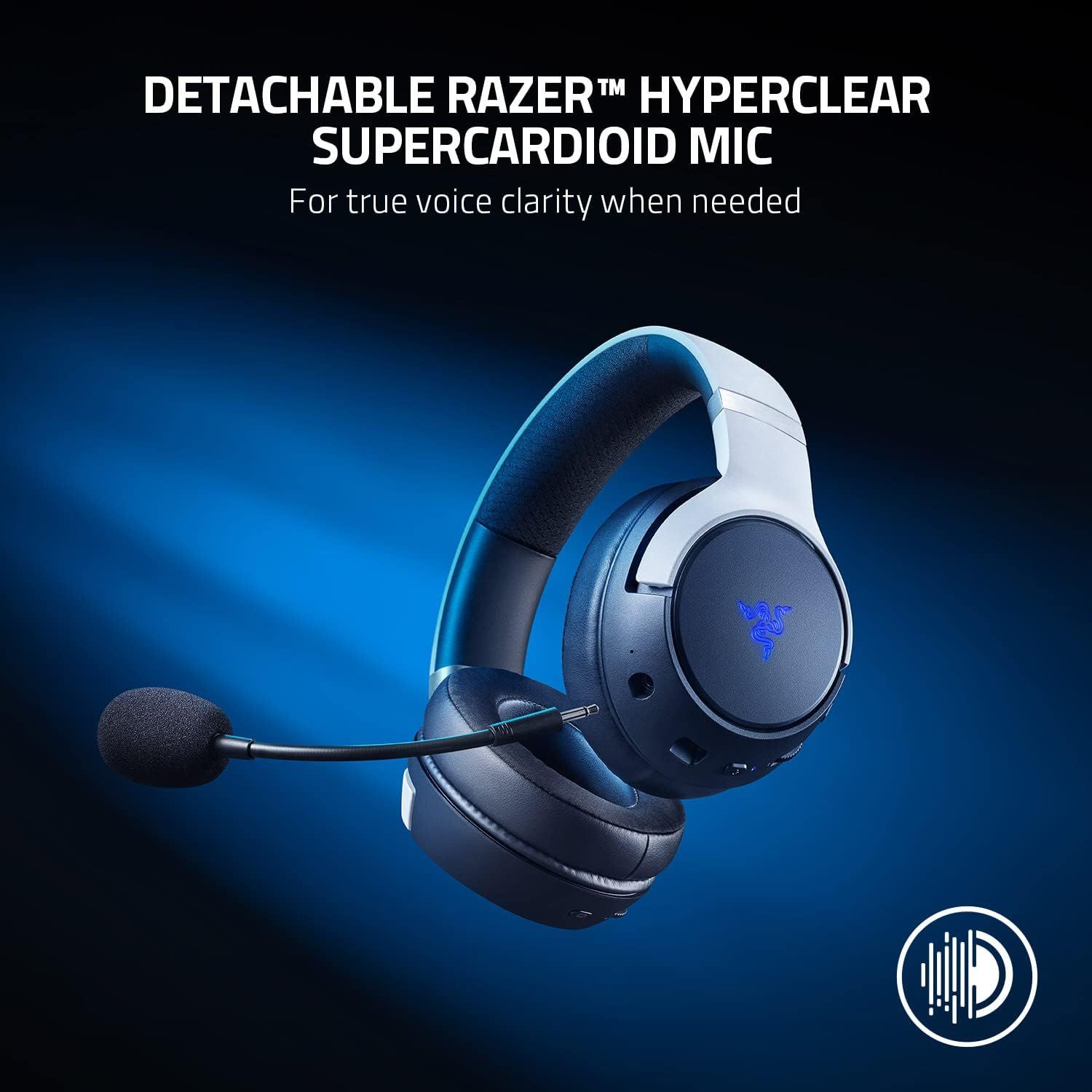 Highlights the detachable high-quality microphone feature to communicate superior voice clarity for gaming or communication needs.