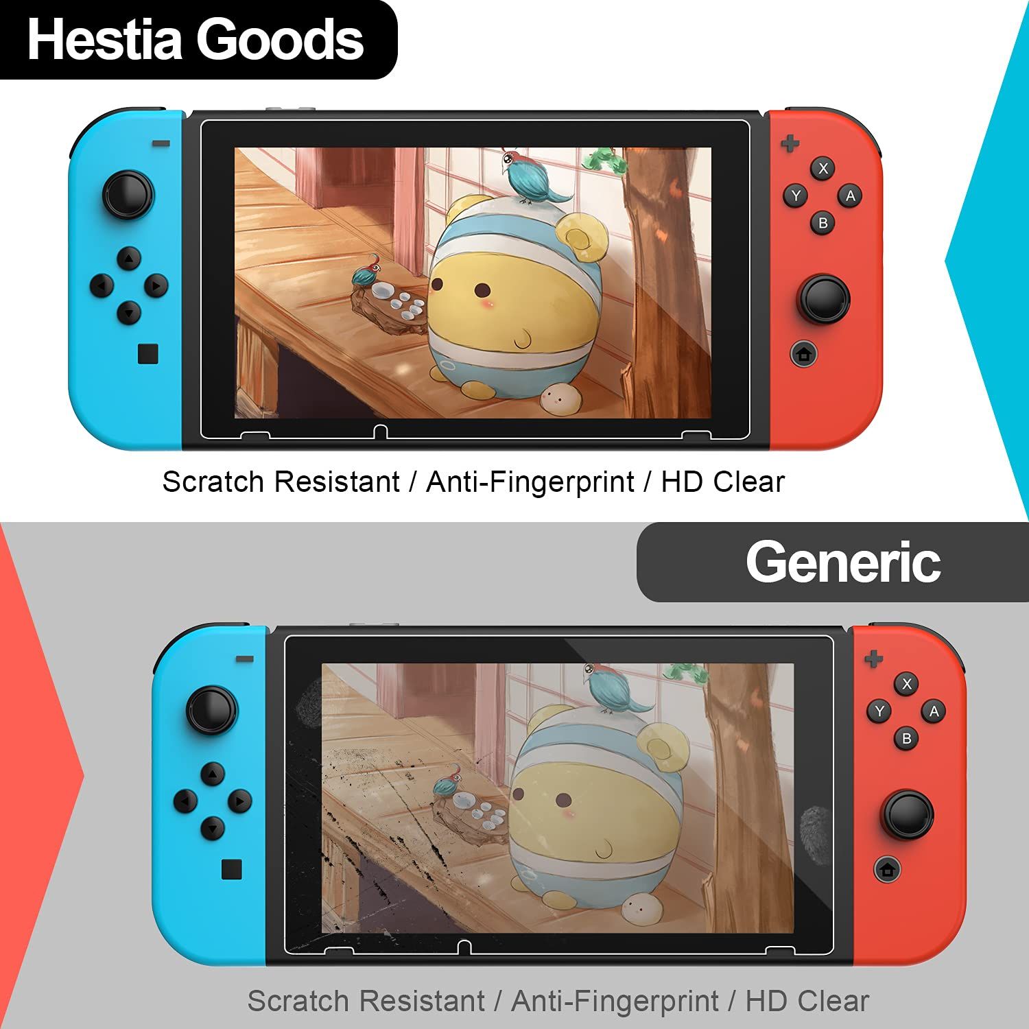 Demonstrates the superior screen clarity and protection of the Hestia Goods screen protector compared to a generic alternative, showing the difference in…