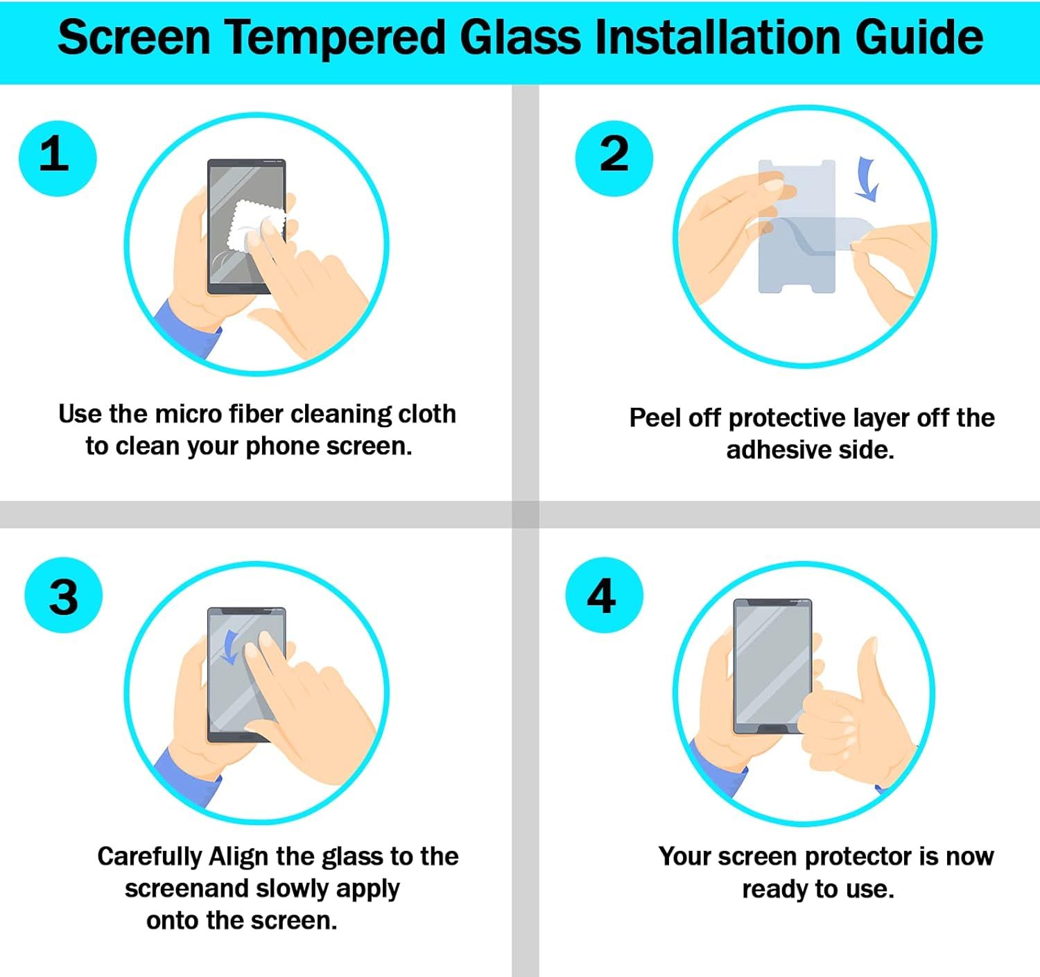Provides clear step-by-step instructions to guide shoppers through the process of installing the tempered glass screen protector correctly and easily.