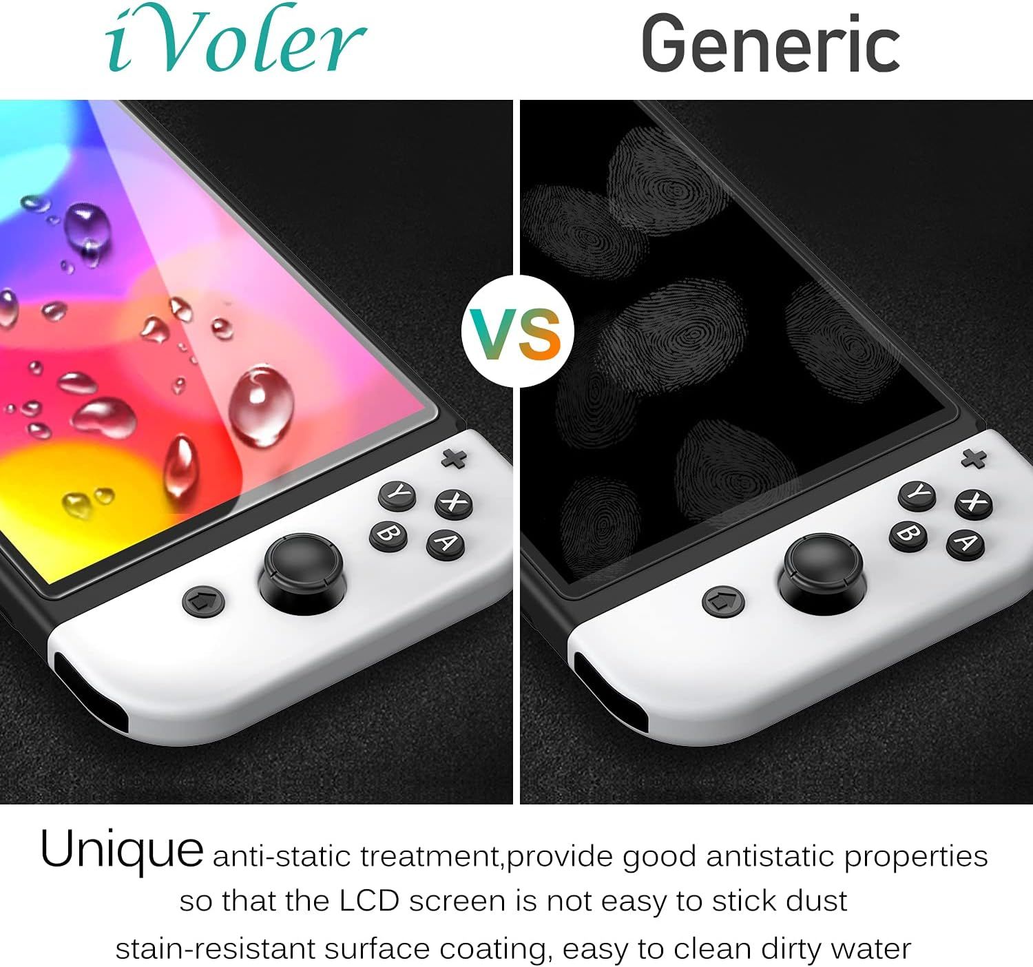 Demonstrates the superiority of the iVoler screen protector over generic alternatives by showing how the anti-static treatment prevents fingerprints and dust, while also highlighting the…