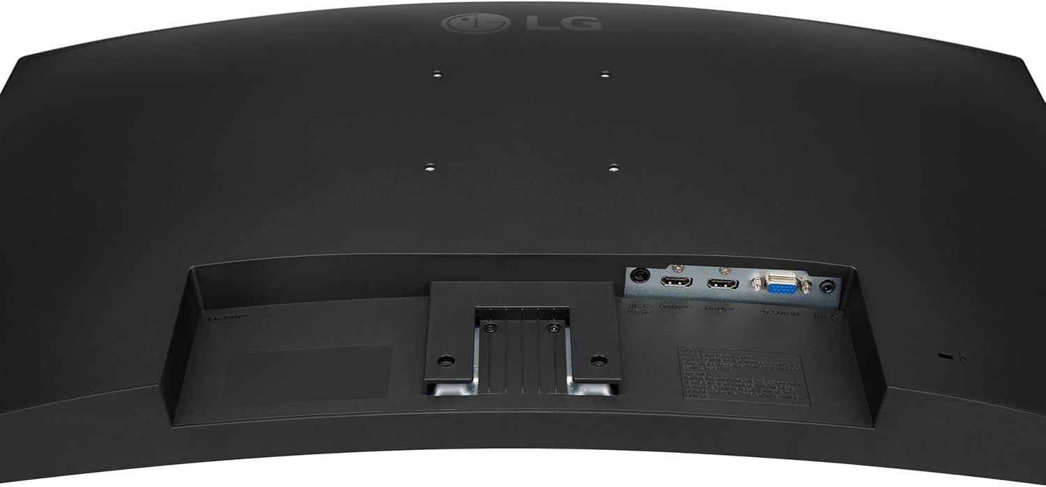 Shows the back panel port layout and connectivity options of the monitor, helping shoppers understand what devices can be connected and how to set up the product.