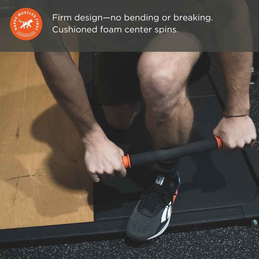 Communicates the product's durable construction that won't bend or break during use, while also highlighting the cushioned foam center for comfort during workouts.