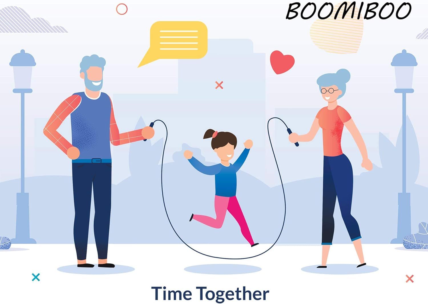 Communicates the product's benefit of bringing families together for shared physical activity and bonding time, emphasizing intergenerational connection.
